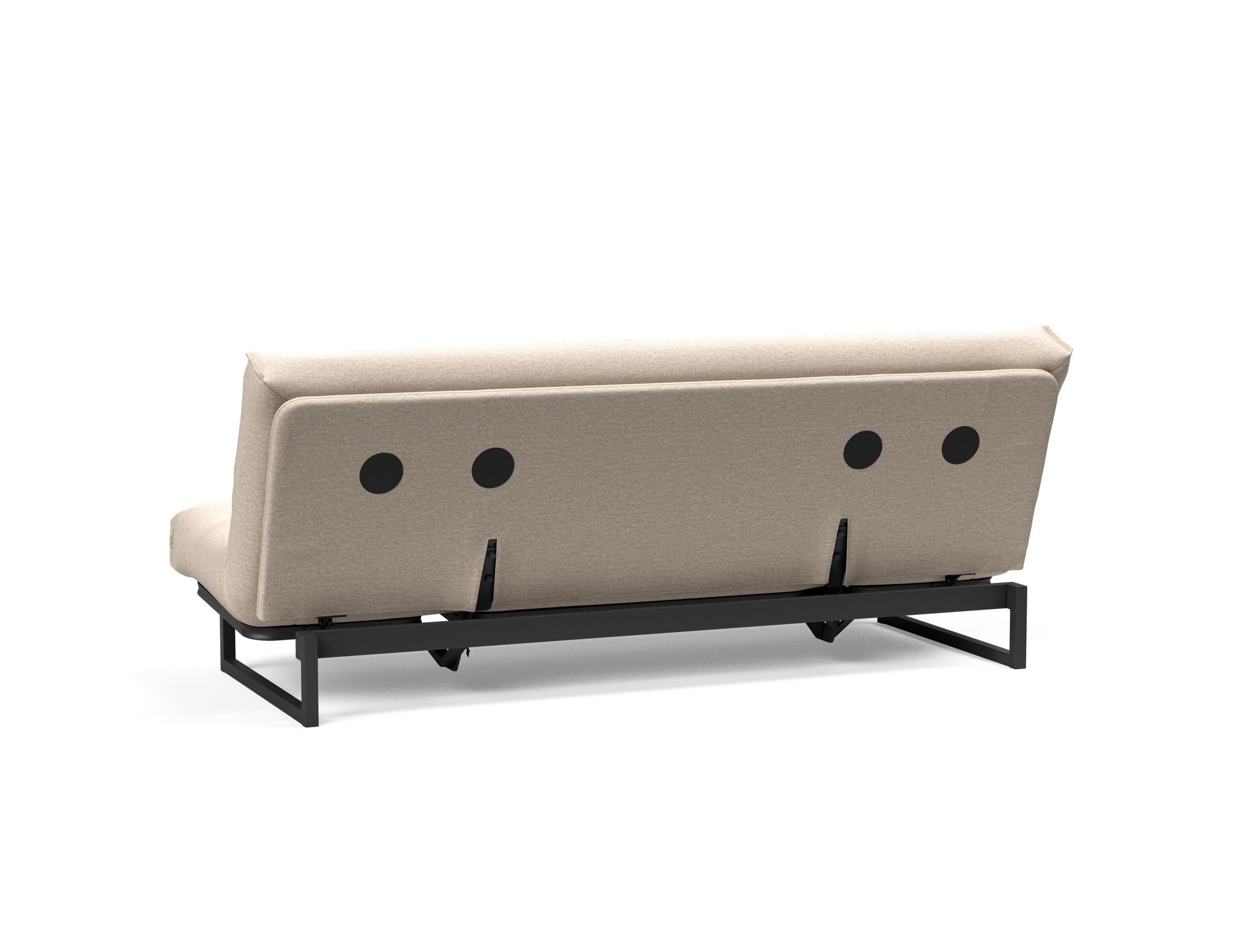 Fraction 120 Bettsofa Nordic: Flexibles Sofa mit skandinavischem Flair, perfekt für kleine Räume. Hochwertige Soft Spring-Matratze für besten Schlafkomfort.