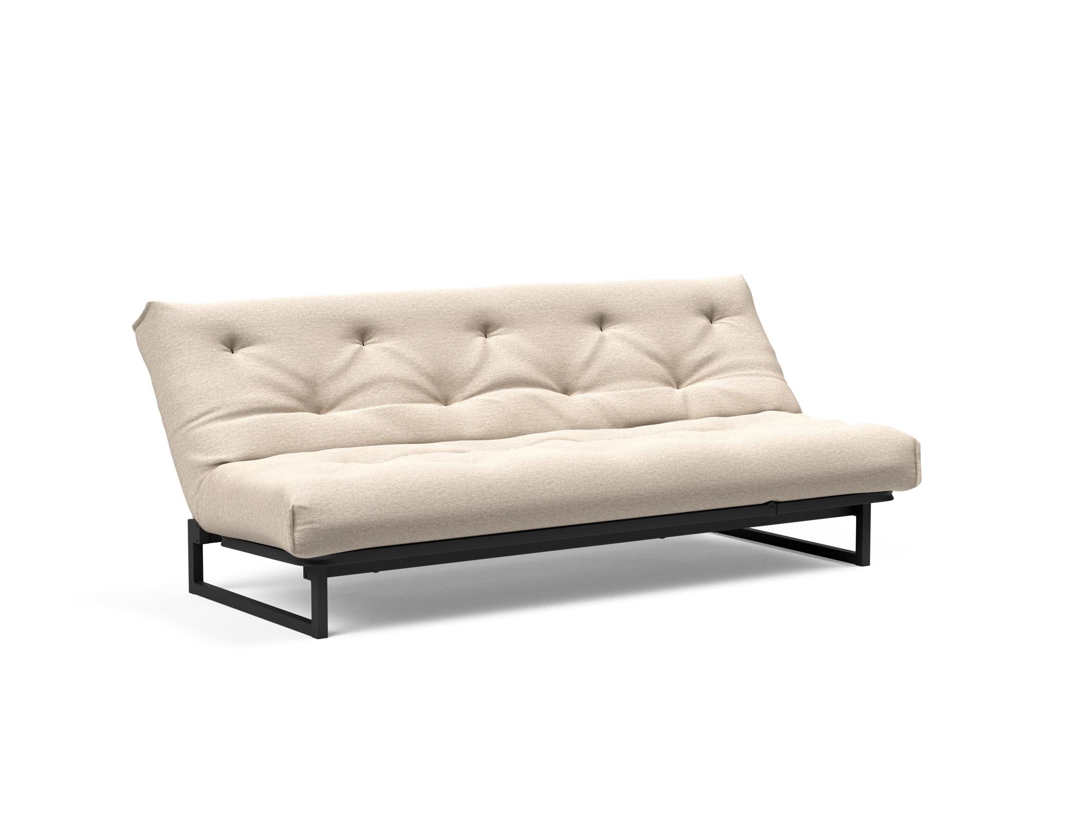 Fraction 120 Bettsofa Nordic: Stilvolles, multifunktionales Sofa für kleine Räume. Bequemes Bett mit verstellbaren Rückenlehnen und hochwertiger Matratze.