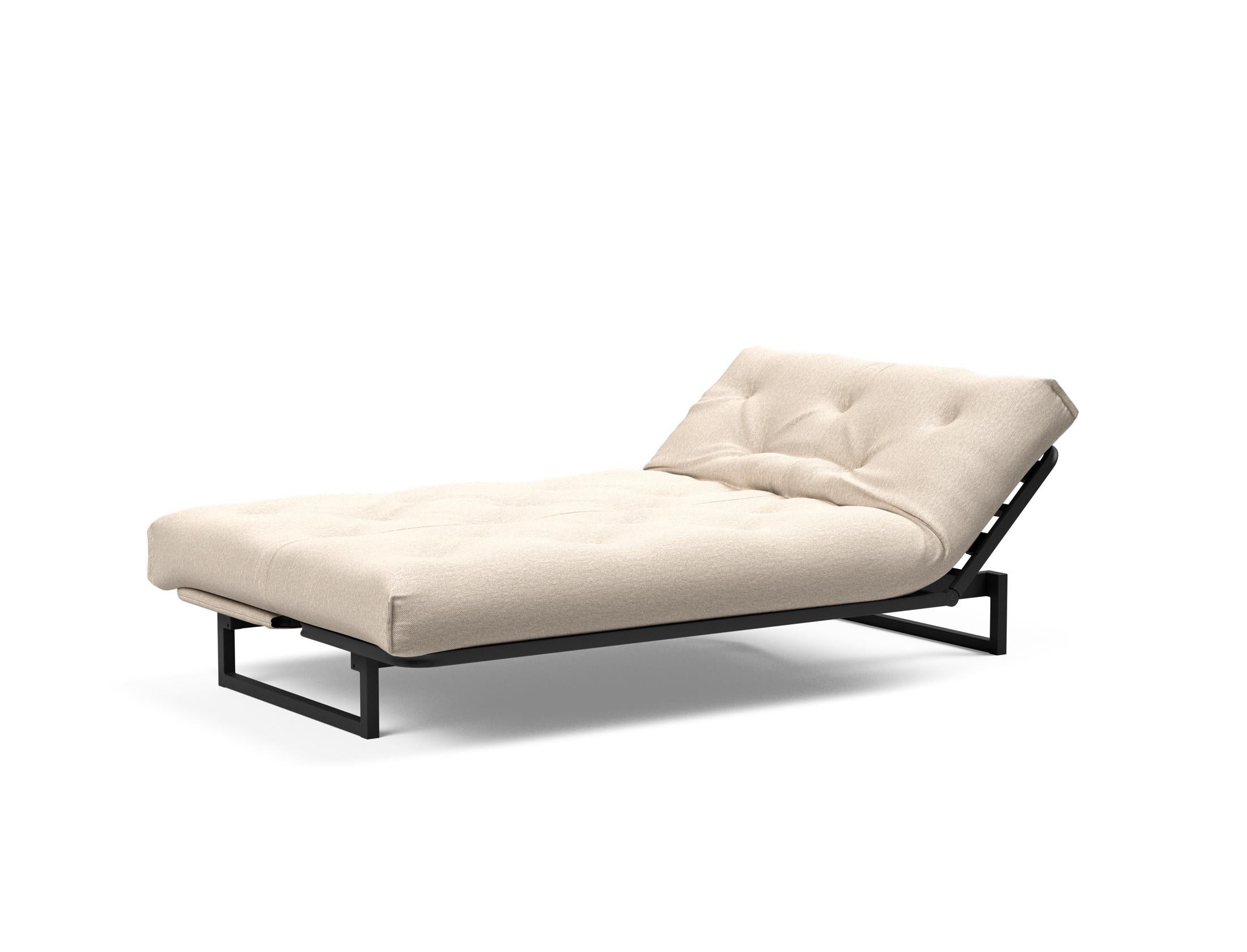 Fraction 120 Bettsofa Nordic: Elegantes, flexibles Sofa mit hochwertiger Soft Spring-Matratze. Ideal für kleine Räume und Übernachtungsgäste.