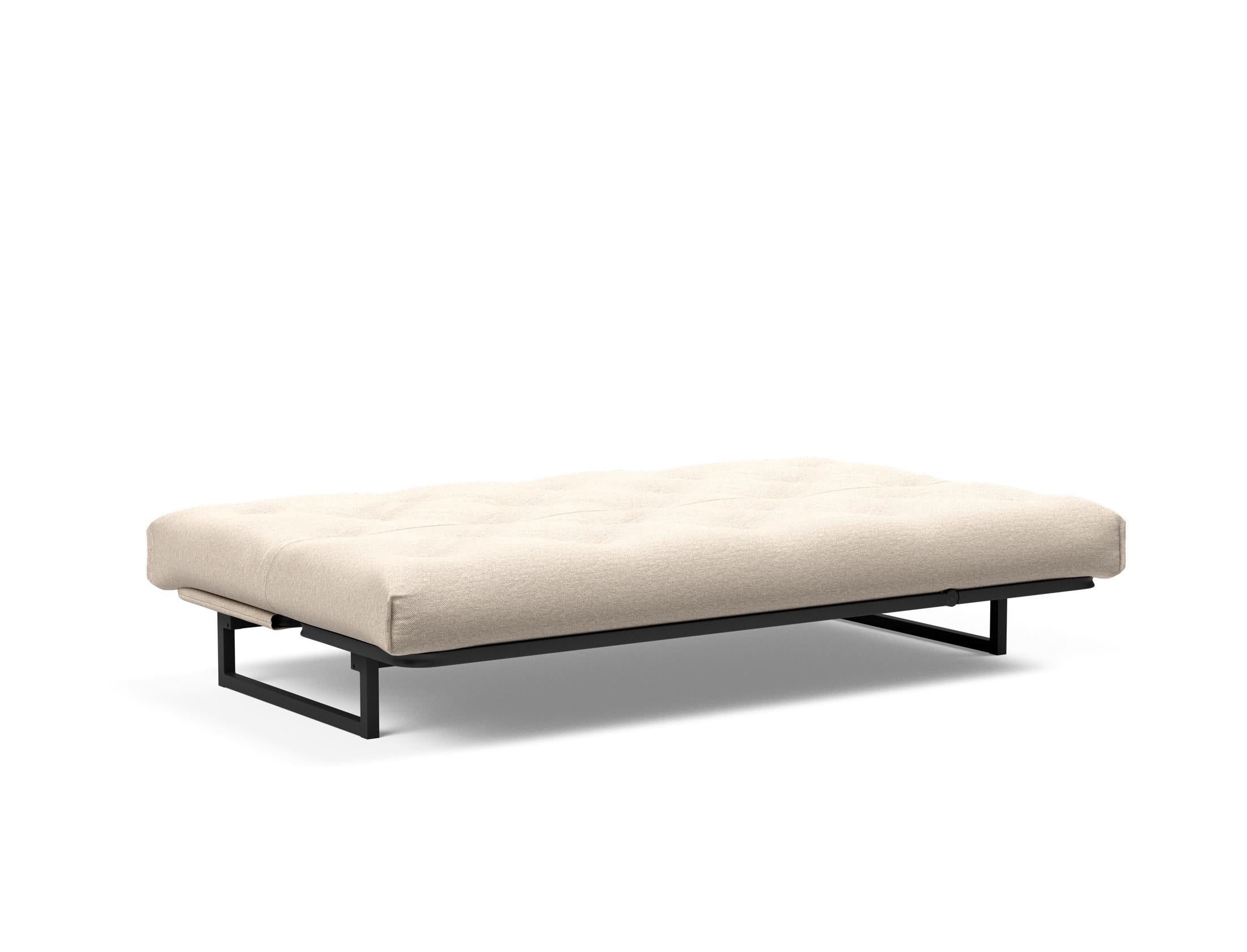 Fraction 120 Bettsofa Nordic: Stilvolles, multifunktionales Sofa mit anpassbarer Kopfhöhe und komfortabler Matratze. Perfekt für kleine Räume!