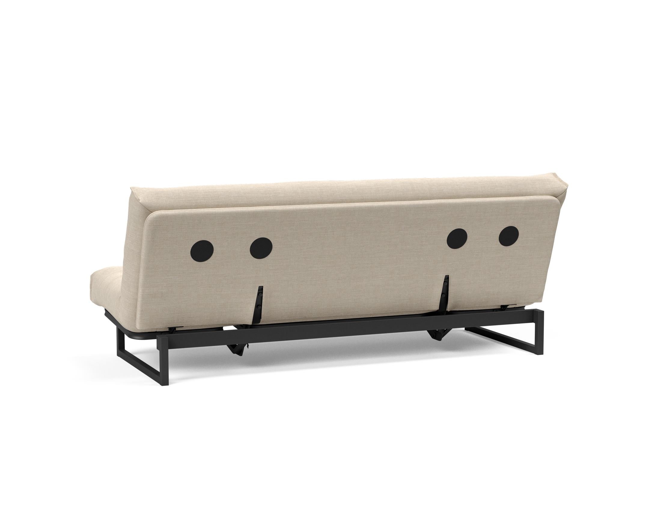 Fraction 120 Bettsofa Nordic: Flexibles Sofa mit skandinavischem Flair, perfekt für kleine Räume. Hochwertige Soft Spring-Matratze für besten Schlafkomfort.