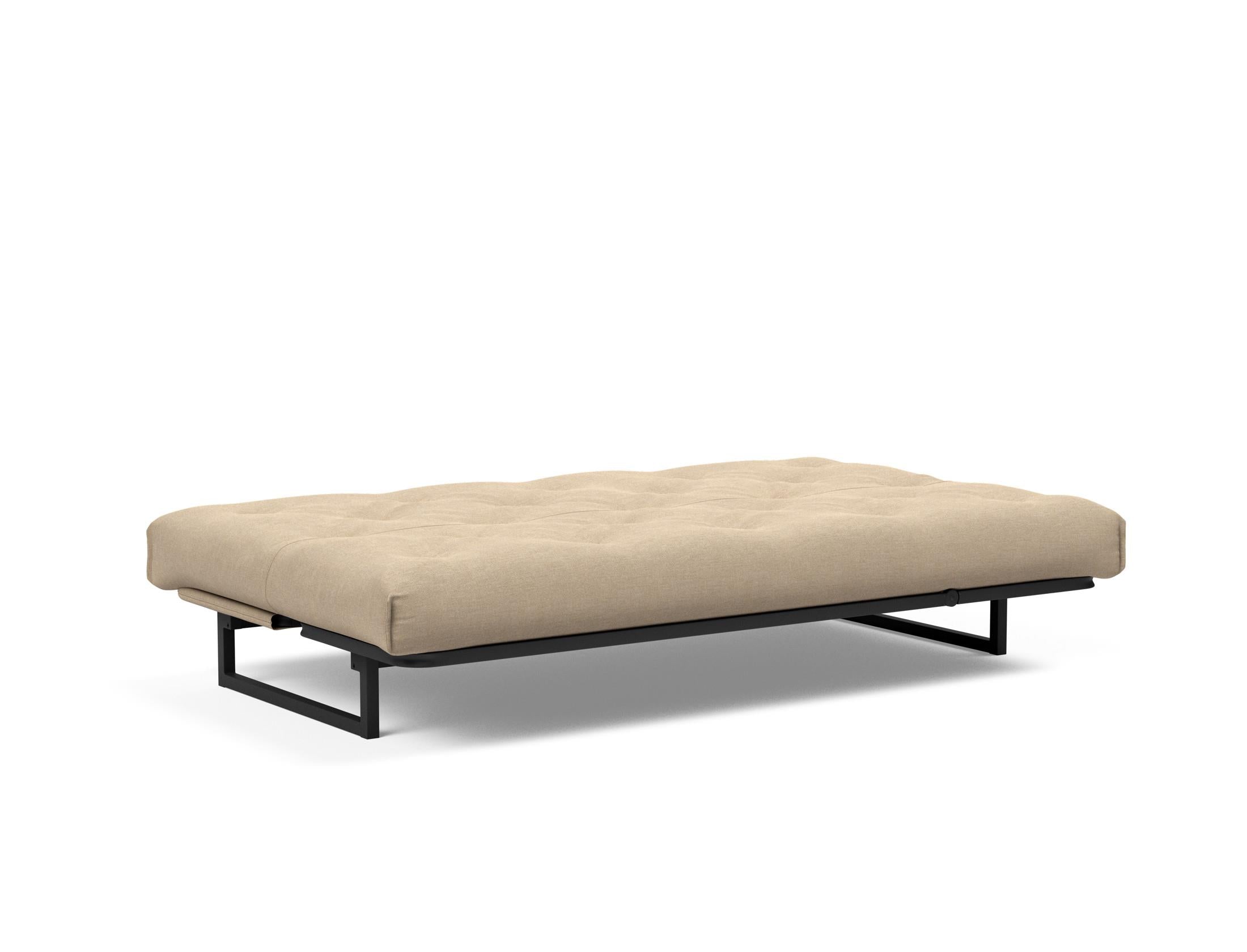 Fraction 120 Bettsofa Nordic: Stilvolles, multifunktionales Sofa mit anpassbarer Kopfhöhe und komfortabler Matratze. Perfekt für kleine Räume!