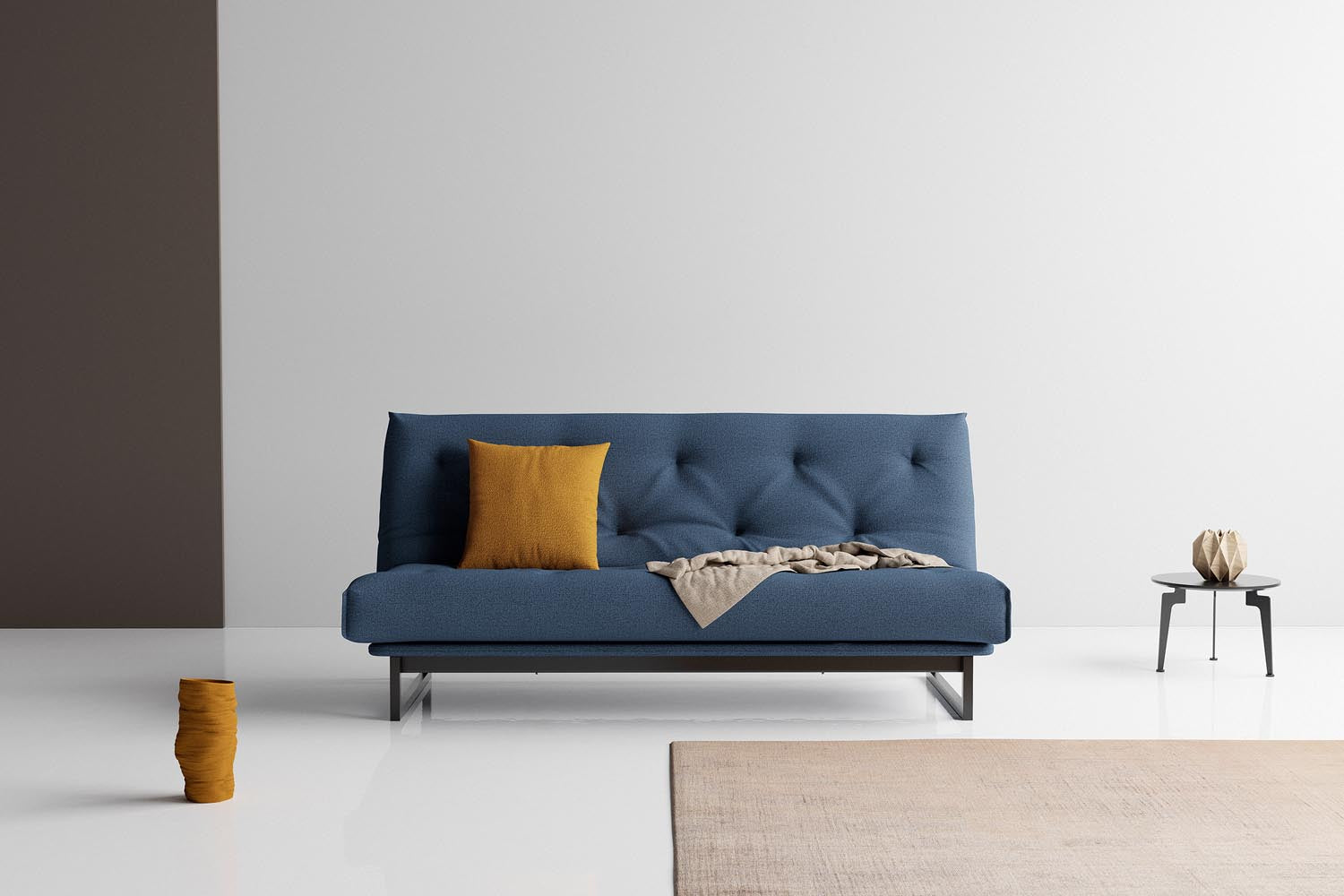 Fraction 140 Bettsofa Nordic Soft Spring: modernes skandinavisches Sofa, perfekt für kompakte Wohnräume, bietet stilvollen Komfort und praktische Schlaflösung.