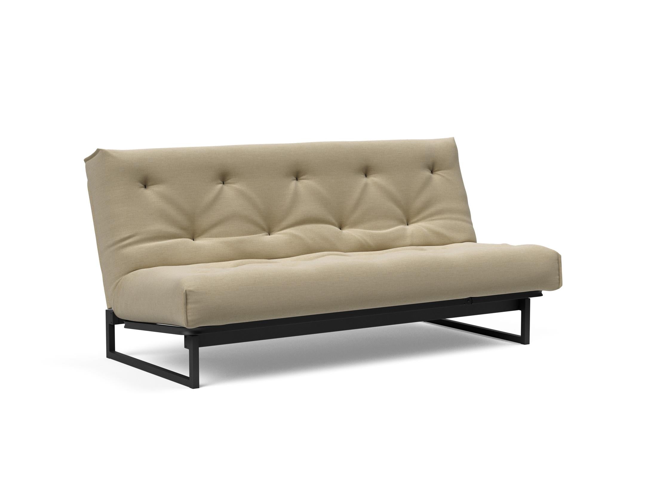 Fraction 140 Bettsofa Nordic Soft Spring: modernes skandinavisches Sofa, perfekt für kompakte Wohnräume, bietet stilvollen Komfort und praktische Schlaflösung.