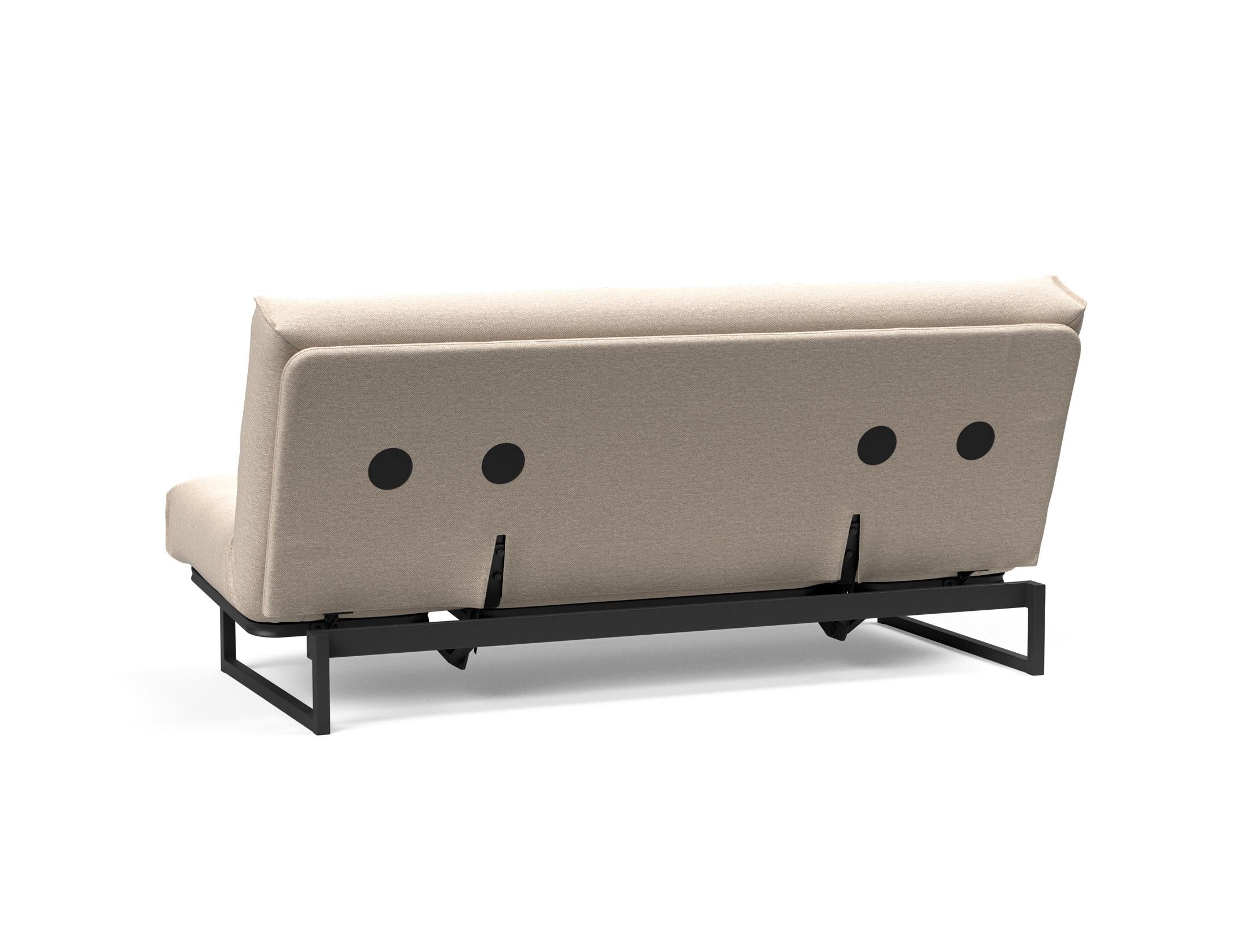 Fraction 140 Bettsofa Nordic: Elegantes, funktionales Sofa für kleine Räume, vereint skandinavisches Design mit optimalem Schlafkomfort und Flexibilität.