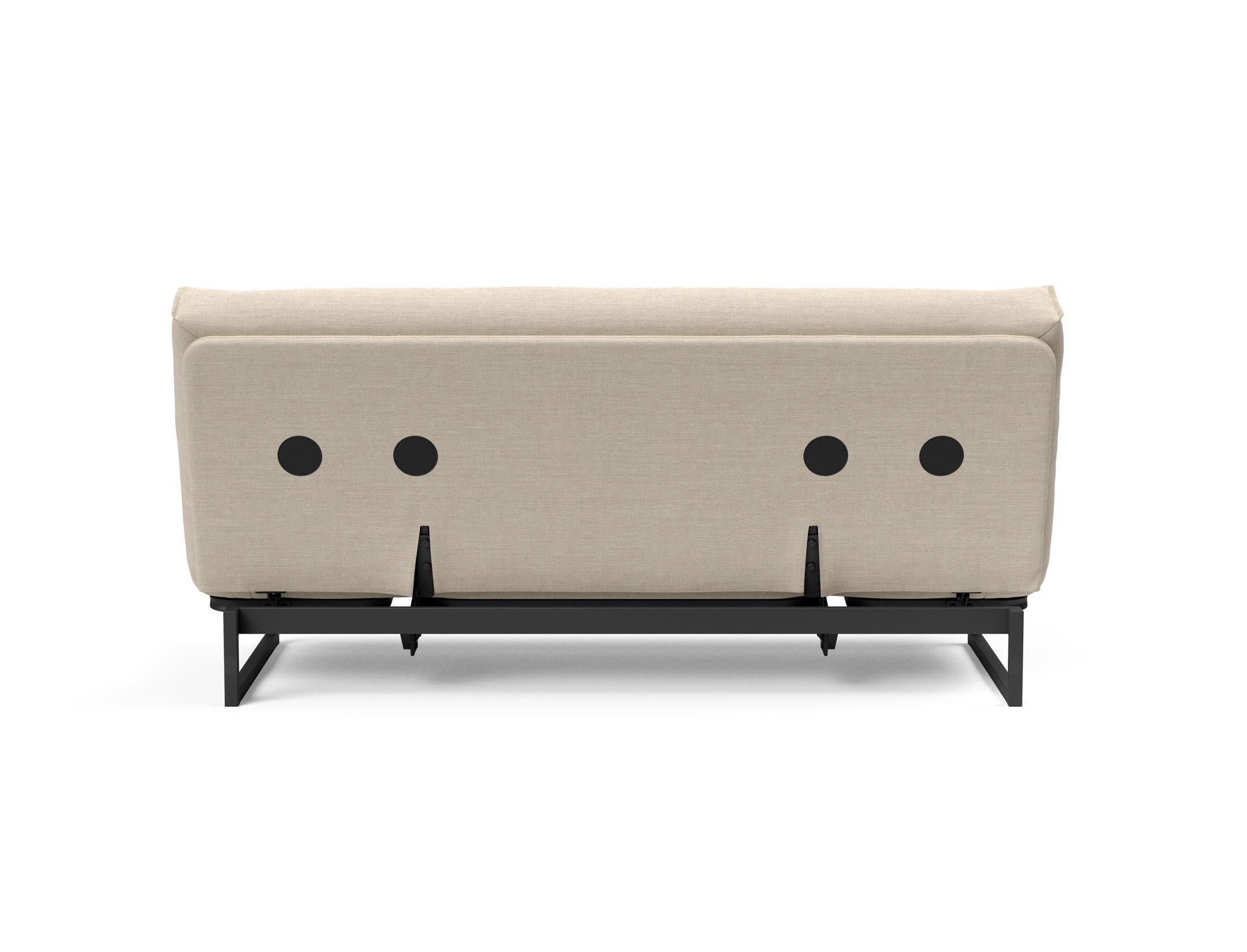 Fraction 140 Bettsofa Nordic Soft Spring: modernes skandinavisches Sofa, perfekt für kompakte Wohnräume, bietet stilvollen Komfort und praktische Schlaflösung.
