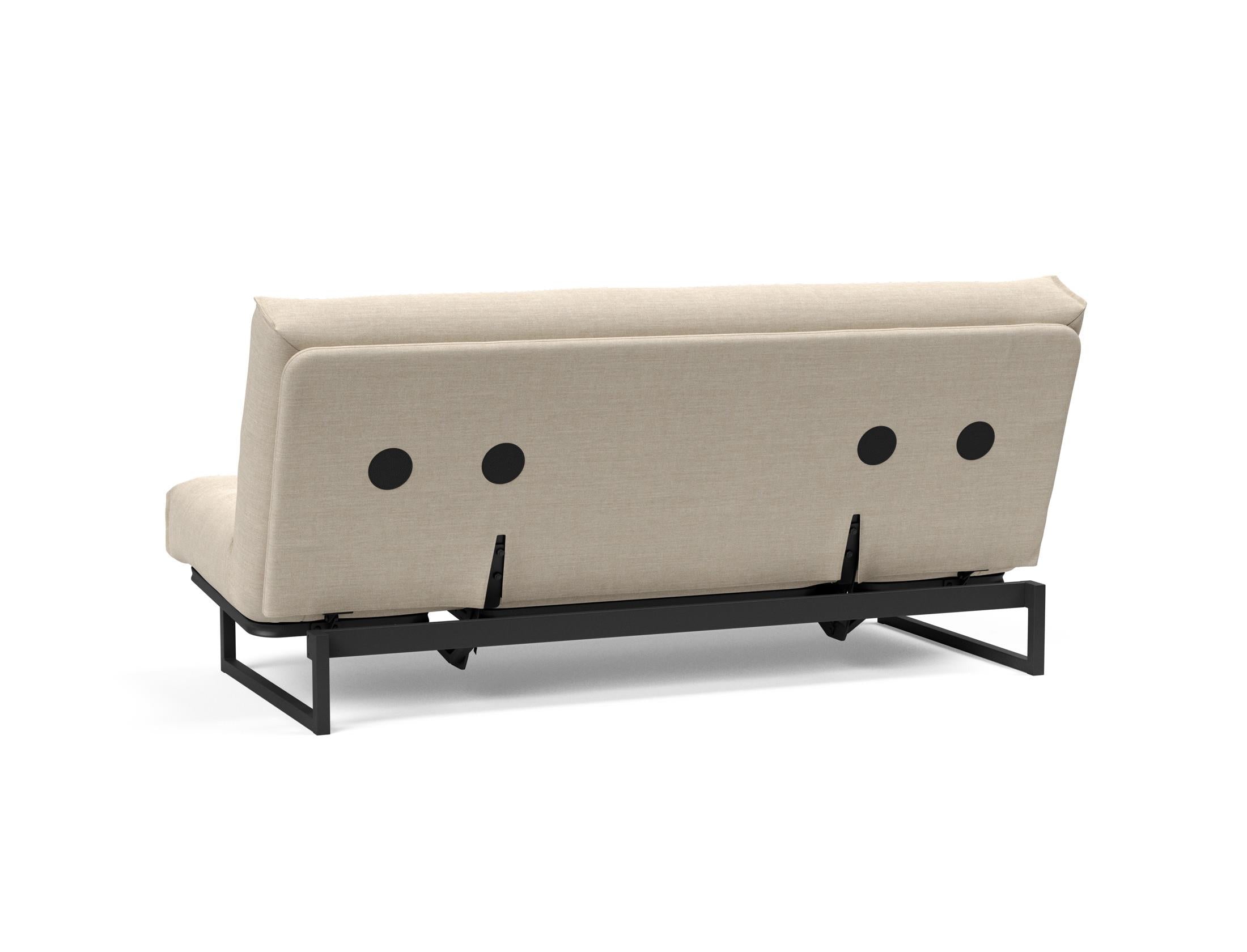 Fraction 140 Bettsofa Nordic: Elegantes, funktionales Sofa für kleine Räume, vereint skandinavisches Design mit optimalem Schlafkomfort und Flexibilität.