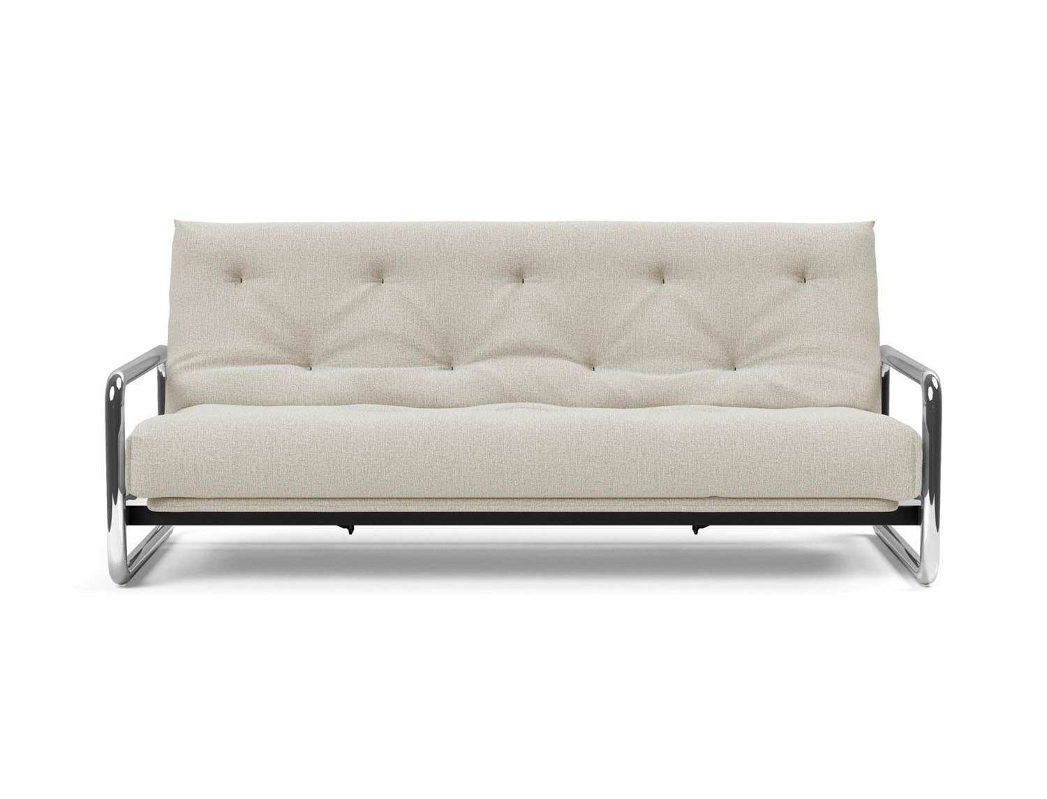 Entdecken Sie das Lomira Schlafsofa 140 Nordic von Innovation Living – stilvolles skandinavisches Design trifft auf höchsten Schlafkomfort mit Soft Spring Bezug.