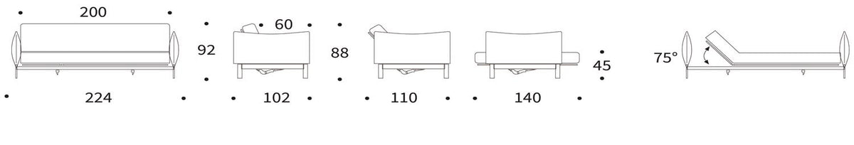 Junus 140 Bettsofa Nordic Cover mit Gestellbezug Soft Spring in 282 Avella Warm Grey präsentiert im Onlineshop von KAQTU Design AG. Bettsofa ist von Innovation Living