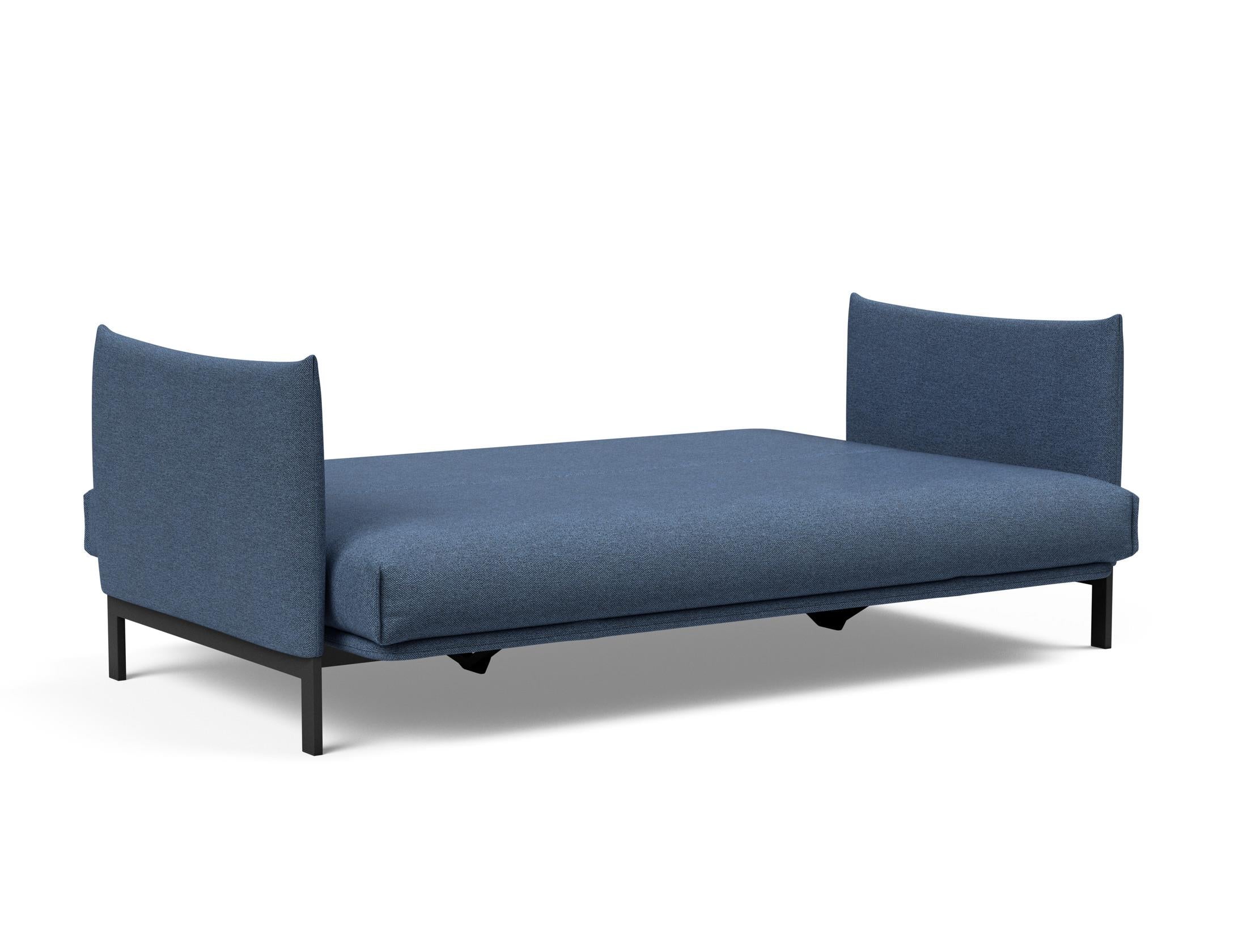 Erleben Sie das Junus 140 Bettsofa Nordic Cover von Innovation Living – eine elegante Lösung für Sitzen und Schlafen, ideal für kleine Räume.