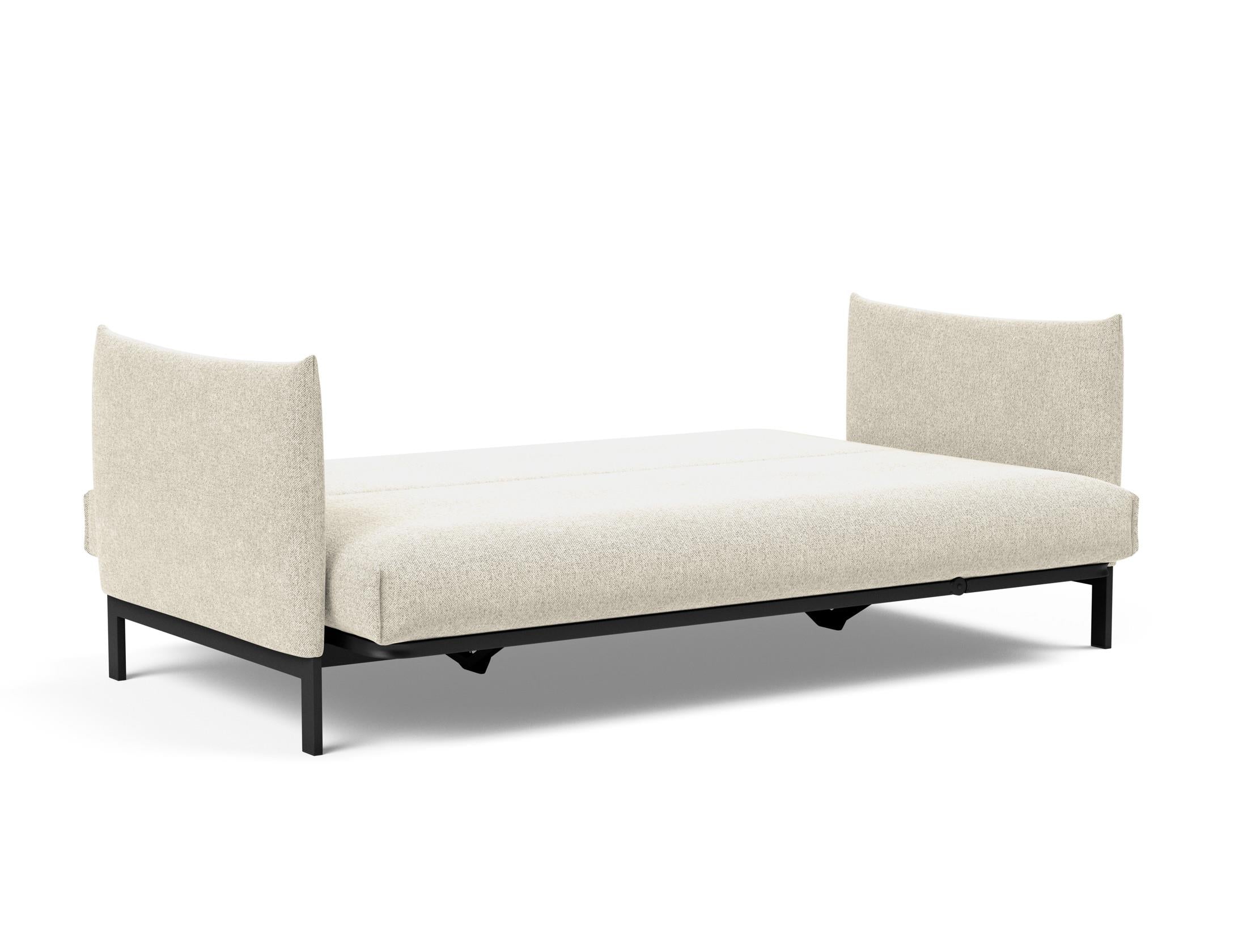 Erleben Sie das Junus 140 Bettsofa Nordic Cover von Innovation Living – eine elegante Lösung für Sitzen und Schlafen, ideal für kleine Räume.