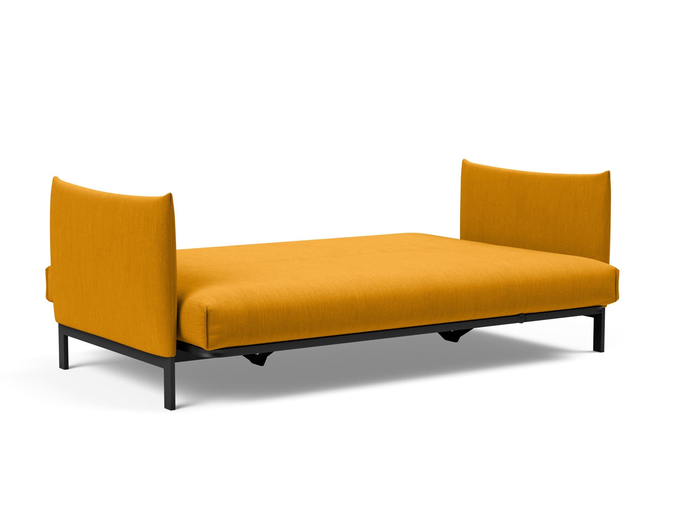 Erleben Sie das Junus 140 Bettsofa Nordic Cover von Innovation Living – eine elegante Lösung für Sitzen und Schlafen, ideal für kleine Räume.