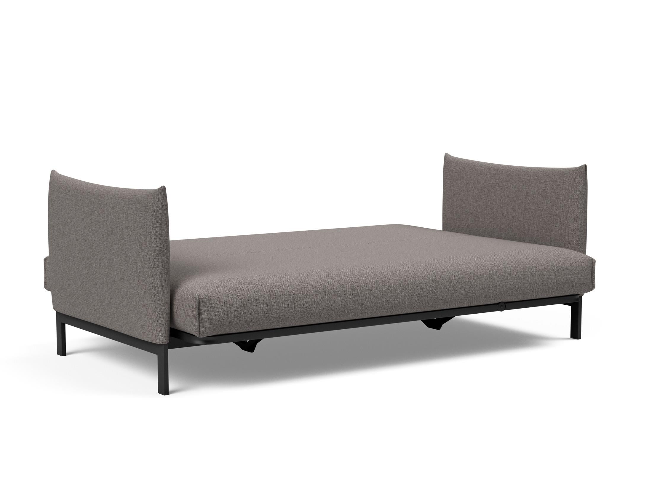 Erleben Sie das Junus 140 Bettsofa Nordic Cover von Innovation Living – eine elegante Lösung für Sitzen und Schlafen, ideal für kleine Räume.