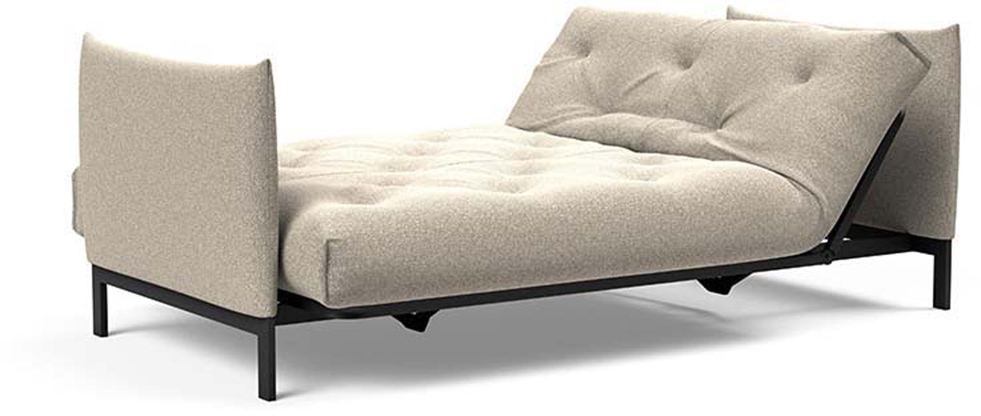 Erleben Sie das Junus 140 Bettsofa Nordic von Innovation Living – eine elegante Lösung für Schlafen und Entspannen mit hochwertiger Latex-Matratze.