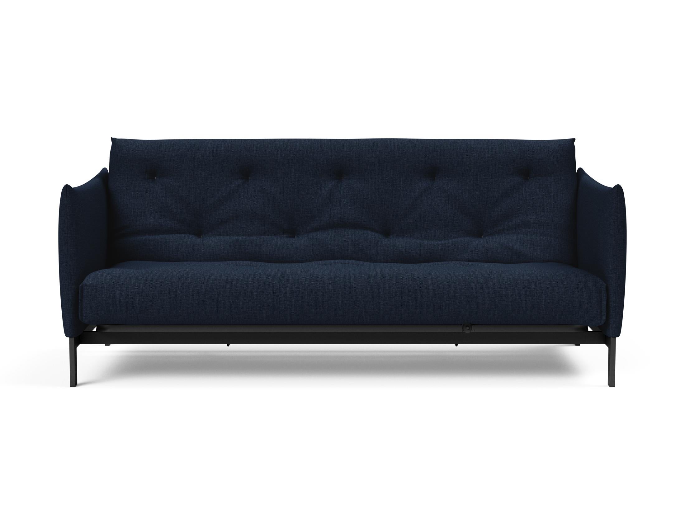 Stylisches Junus 140 Bettsofa im skandinavischen Stil, ideal für kleine Räume, bietet hohen Sitzkomfort und eine praktische Schlafoption.