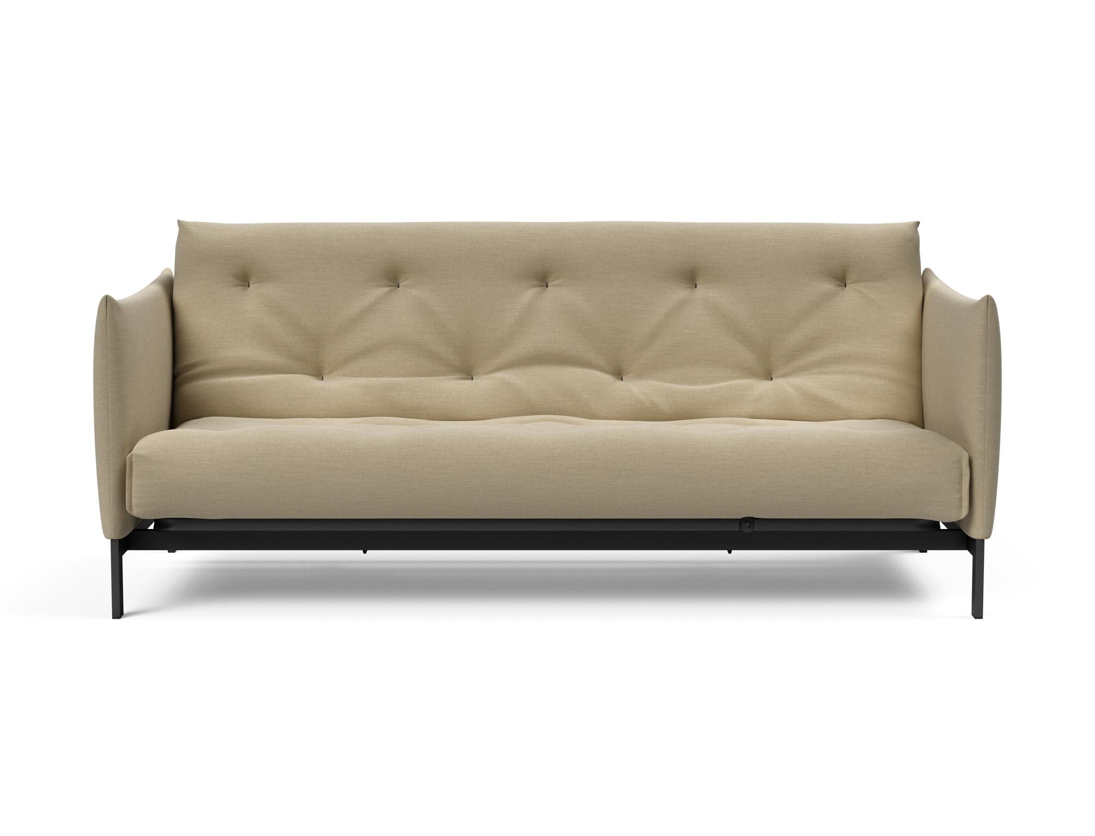 Modernes Junus 140 Bettsofa im Nordic Design, perfekt für kompakte Wohnräume, vereint Funktionalität und eleganten Komfort.
