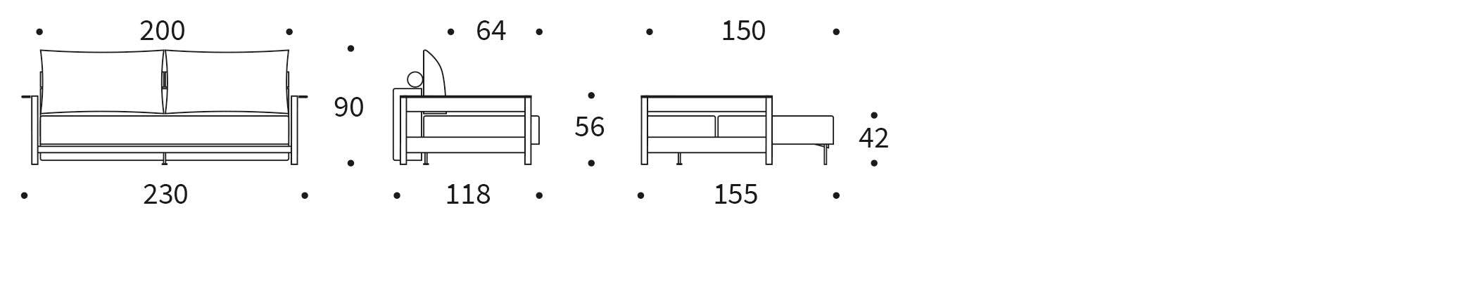 Malloy Sofabett 150: Elegantes Schlafsofa mit praktischem Klappmechanismus, ideal für kleine Räume und gemütliche Nächte.