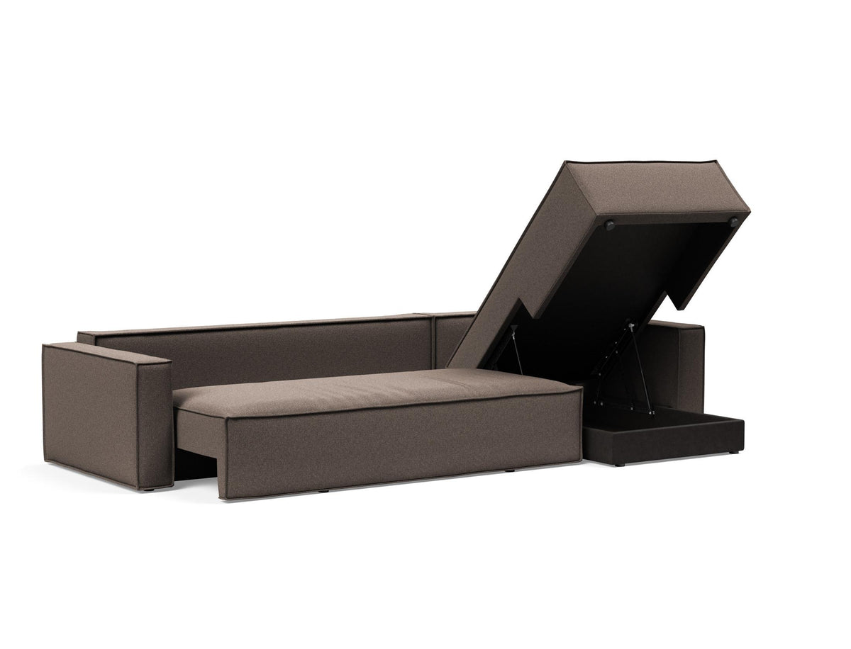 Newilla Bettsofa mit Lounger in 530 Bouclé Taupe präsentiert im Onlineshop von KAQTU Design AG. Bettsofa rechts ist von Innovation Living