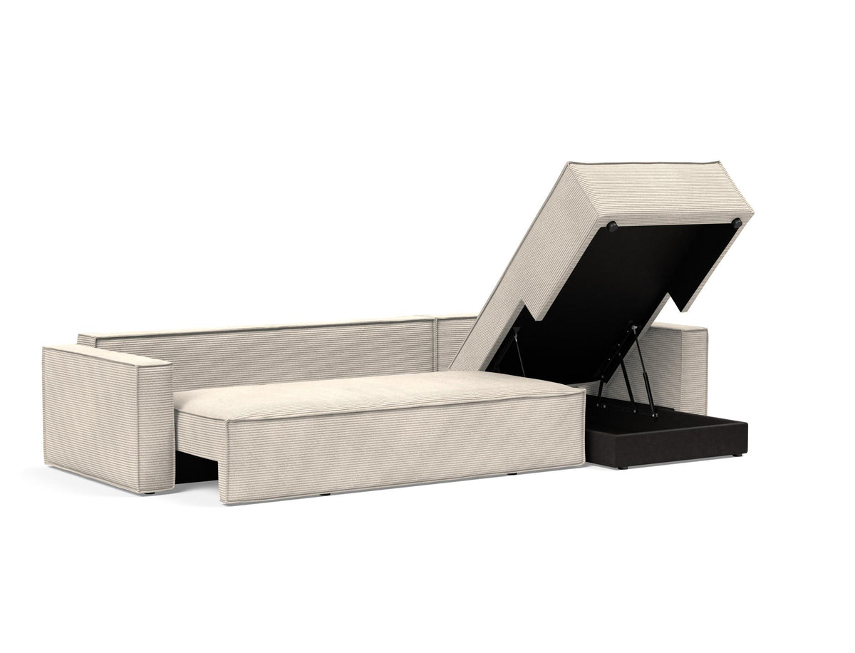 Newilla Bettsofa mit Lounger in 594 Corduroy Ivory präsentiert im Onlineshop von KAQTU Design AG. Bettsofa rechts ist von Innovation Living