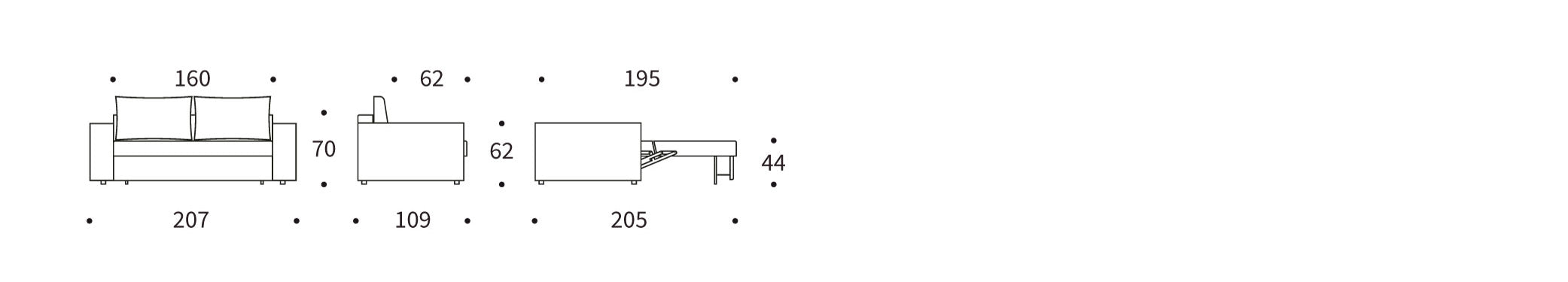 Neah X 160 Schlafsofa von Innovation Living: Modernes Design mit praktischen Armlehnen, ideal für entspannte Abende und stilvolle Einrichtung.