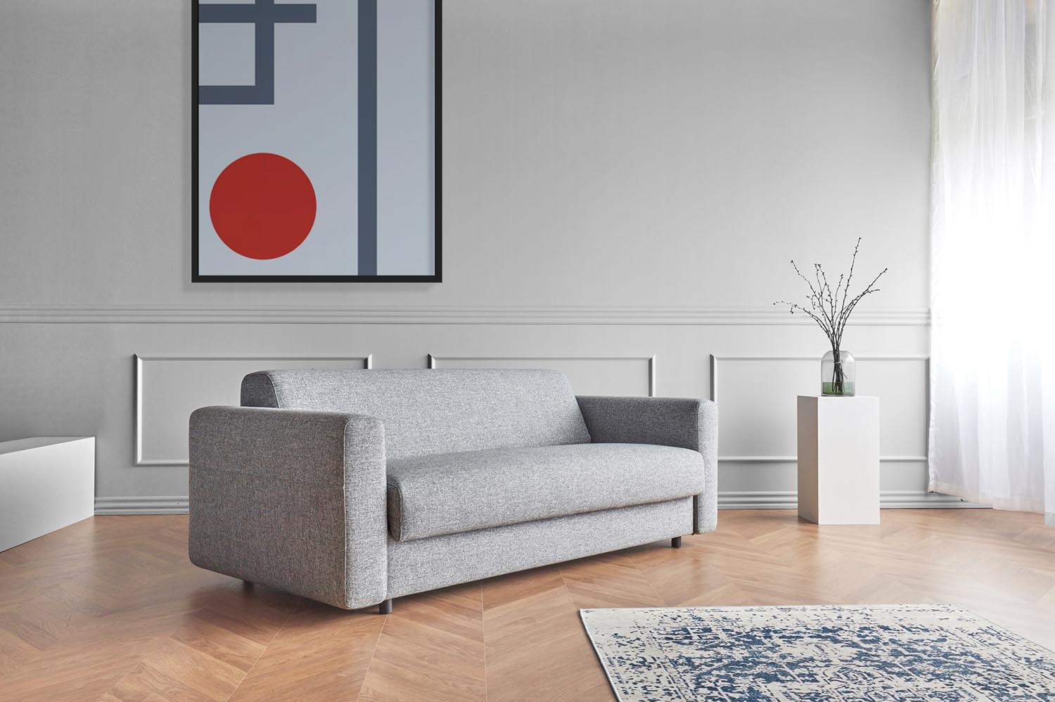 Entdecken Sie das Killian Klappsofa 140 von Innovation Living – stilvoll, funktional und mit hochwertiger Federkernmatratze für besten Schlafkomfort.