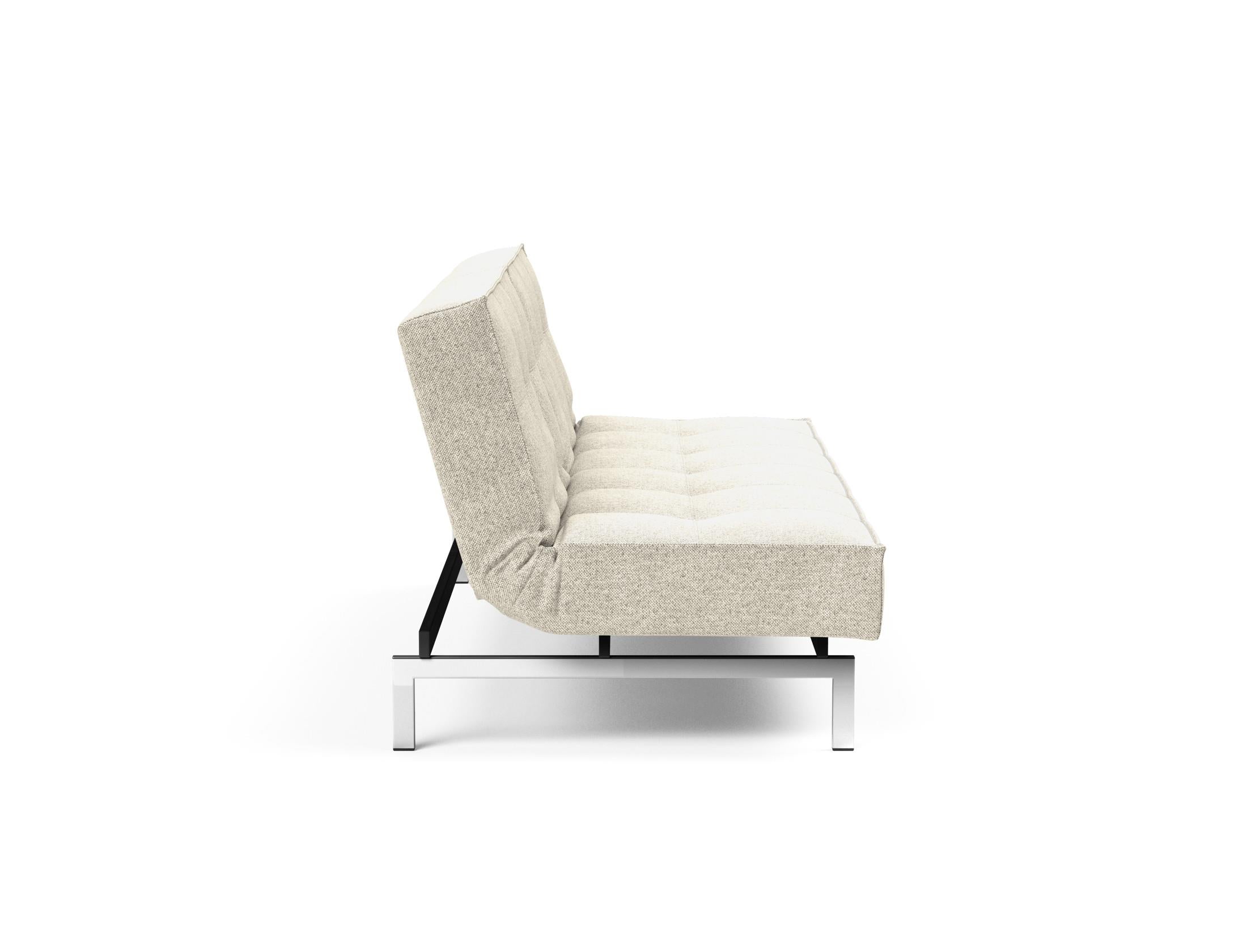 Erleben Sie das elegante Splitback Sofabett 115 Chrom von Innovation Living – ideal für moderne Räume und entspannende Nächte.