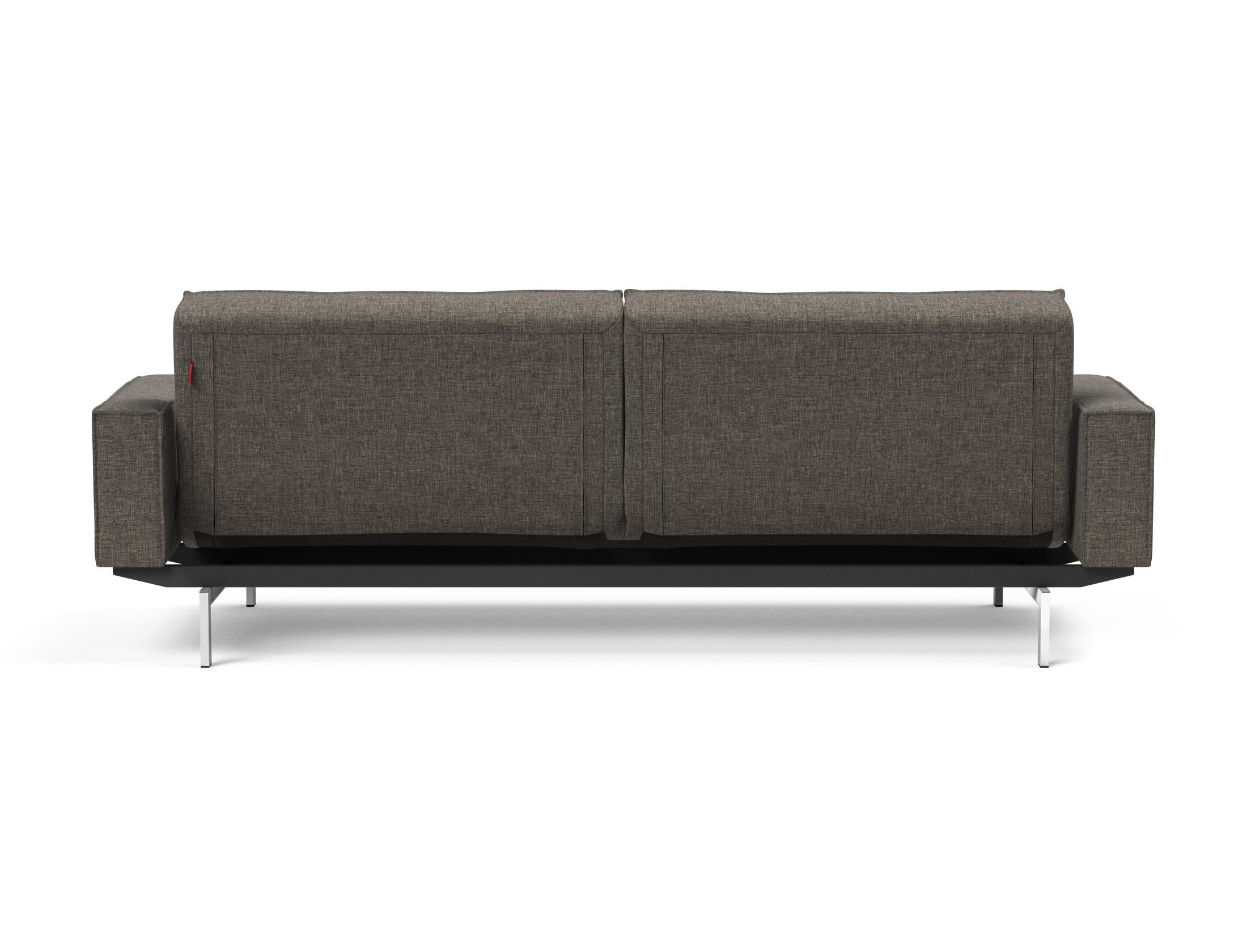 Erleben Sie das Splitback Sofabett 115 Chrom mit Armlehnen von Innovation Living – stilvolles Design trifft auf vielseitige Funktionalität für Ihr Zuhause.