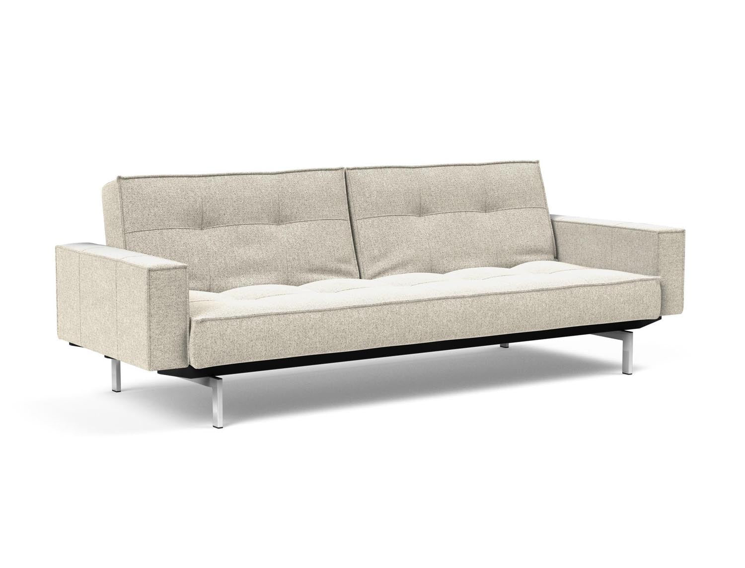 Elegantes Splitback Sofabett 115 Chrom mit praktischen Armlehnen von Innovation Living – perfekt für moderne Wohnräume und vielseitige Nutzung.