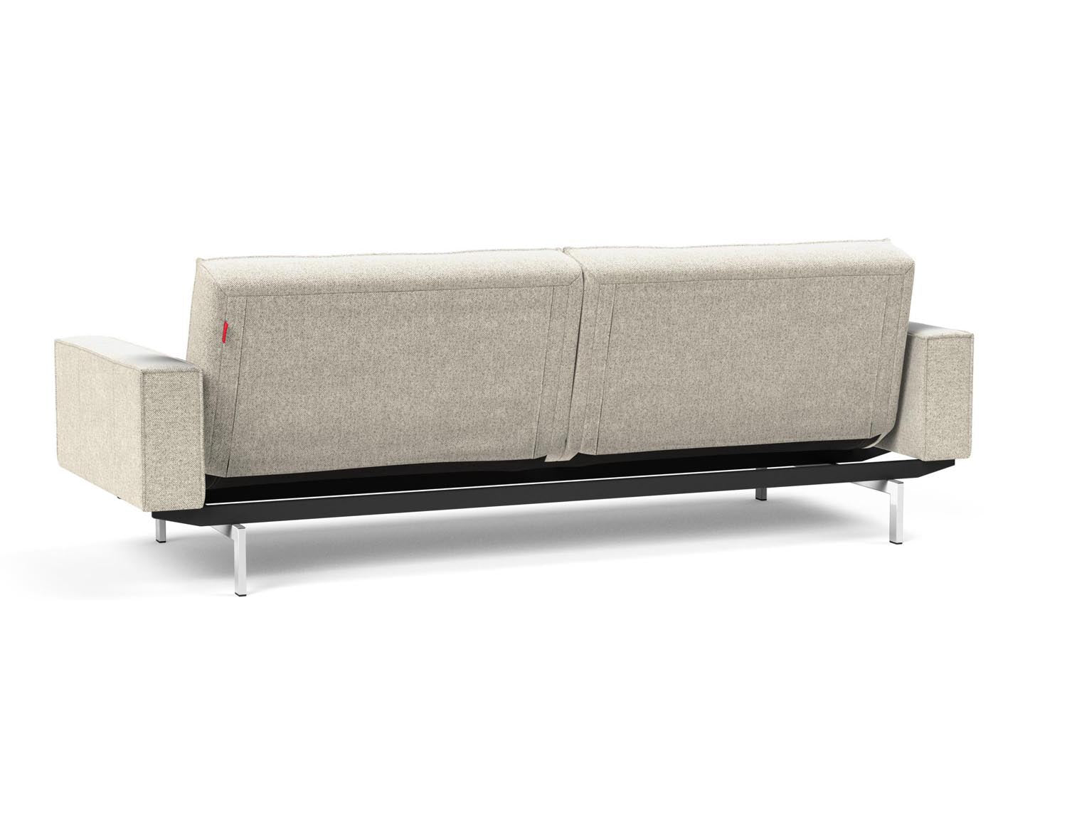 Entdecken Sie das Splitback Sofabett 115 Chrom mit Armlehnen von Innovation Living – ein stilvolles Möbelstück, das Design und Komfort vereint.