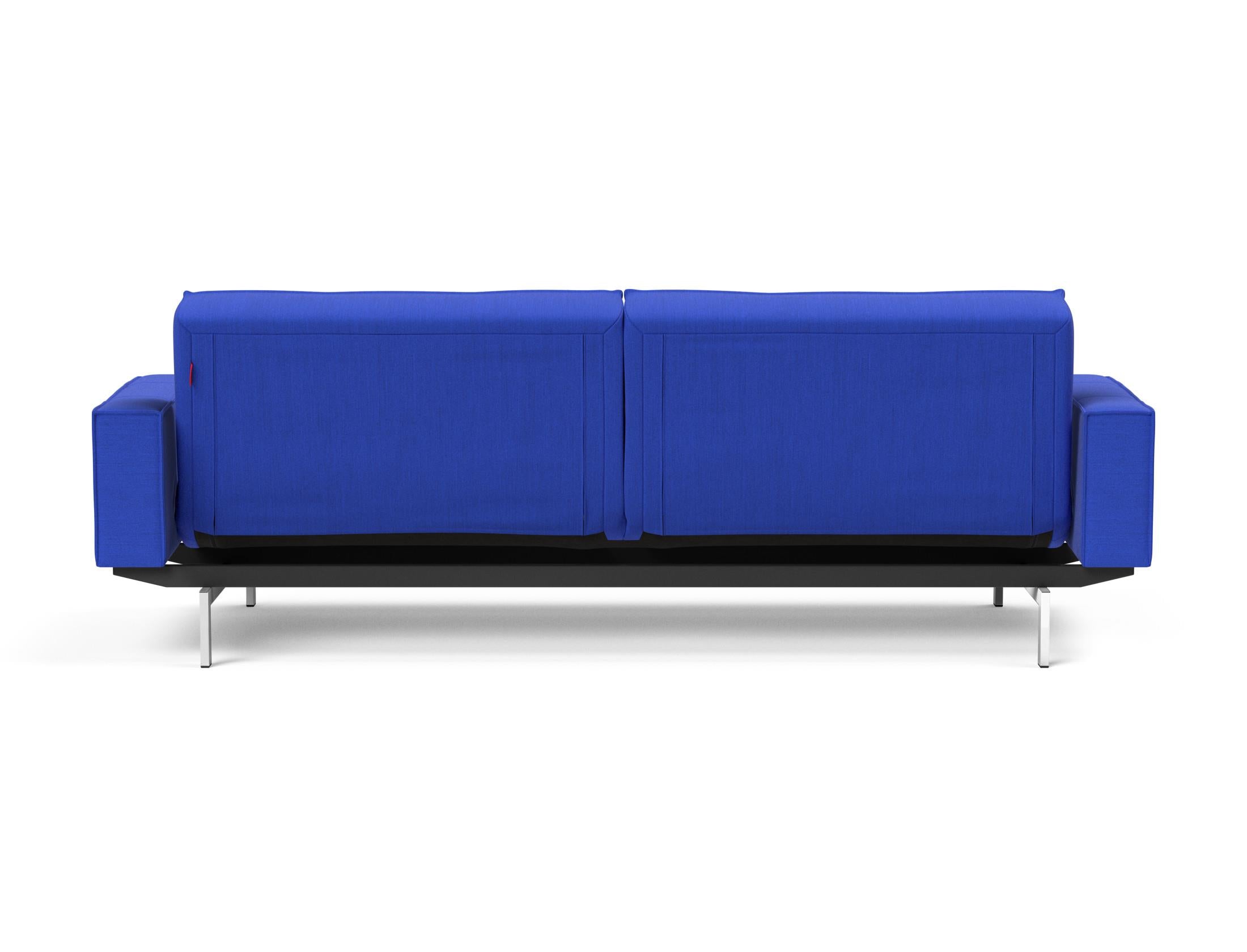 Stylisches Splitback Sofabett 115 Chrom mit praktischen Armlehnen von Innovation Living – ideal für gemütliche Entspannung und schicke Einrichtung.