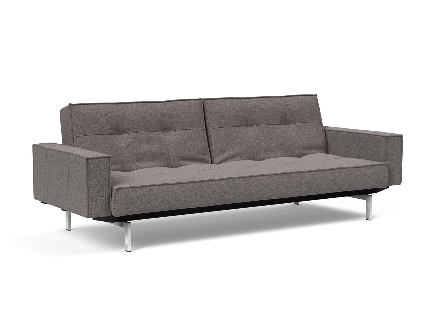 Entdecken Sie das Splitback Sofabett 115 Chrom mit Armlehnen von Innovation Living – ein elegantes Möbelstück, das Komfort und Stil vereint.
