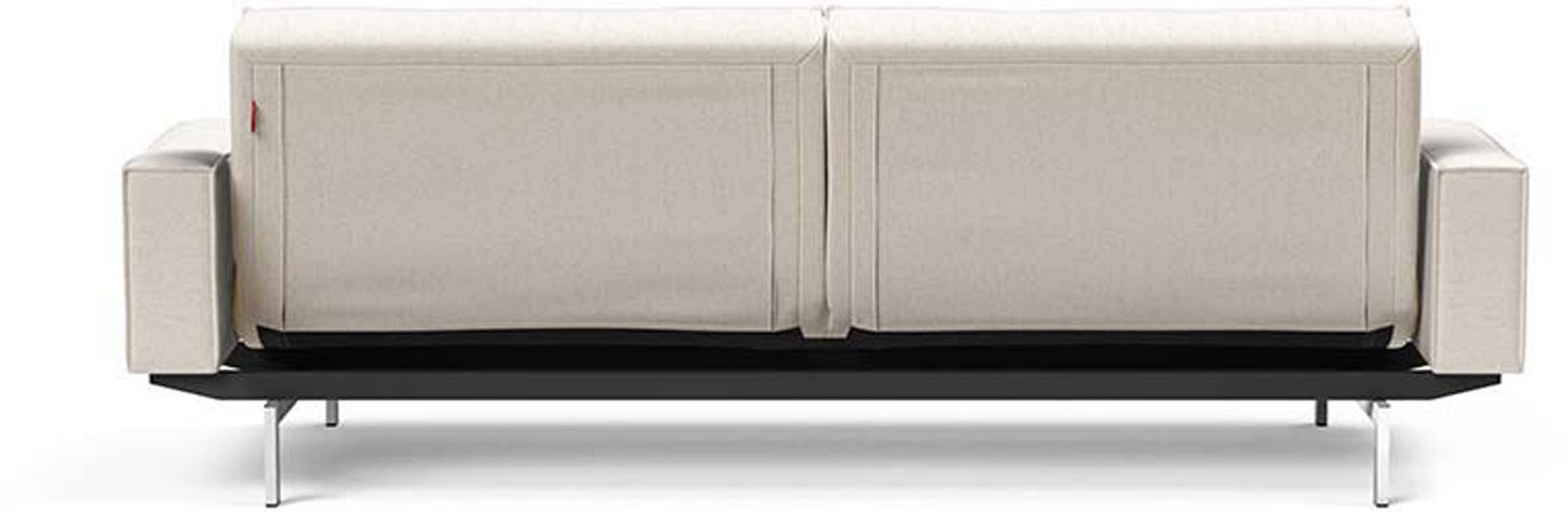 Erleben Sie das Splitback Sofabett 115 Chrom mit Armlehnen von Innovation Living – ein stilvolles, funktionales Sofa für jeden Raum.