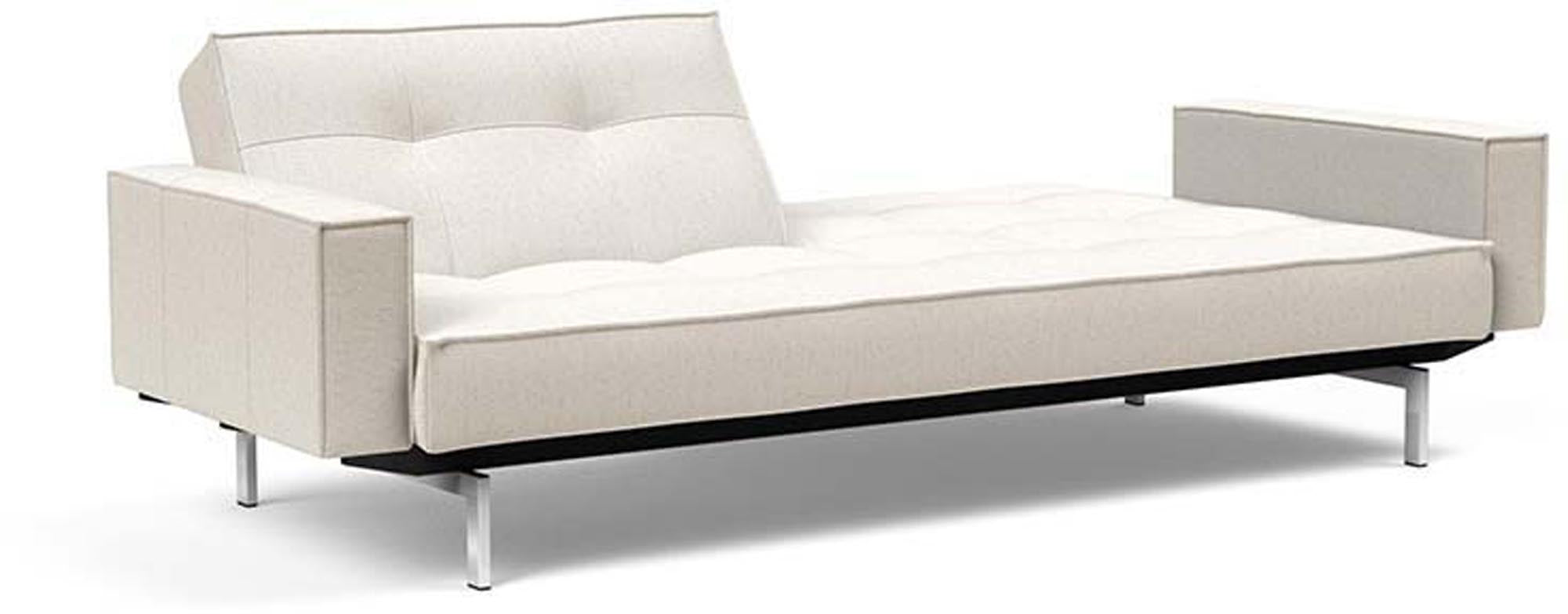 Entdecken Sie das Splitback Sofabett 115 Chrom mit Armlehnen von Innovation Living – ein elegantes Möbelstück, das Komfort und Stil vereint.