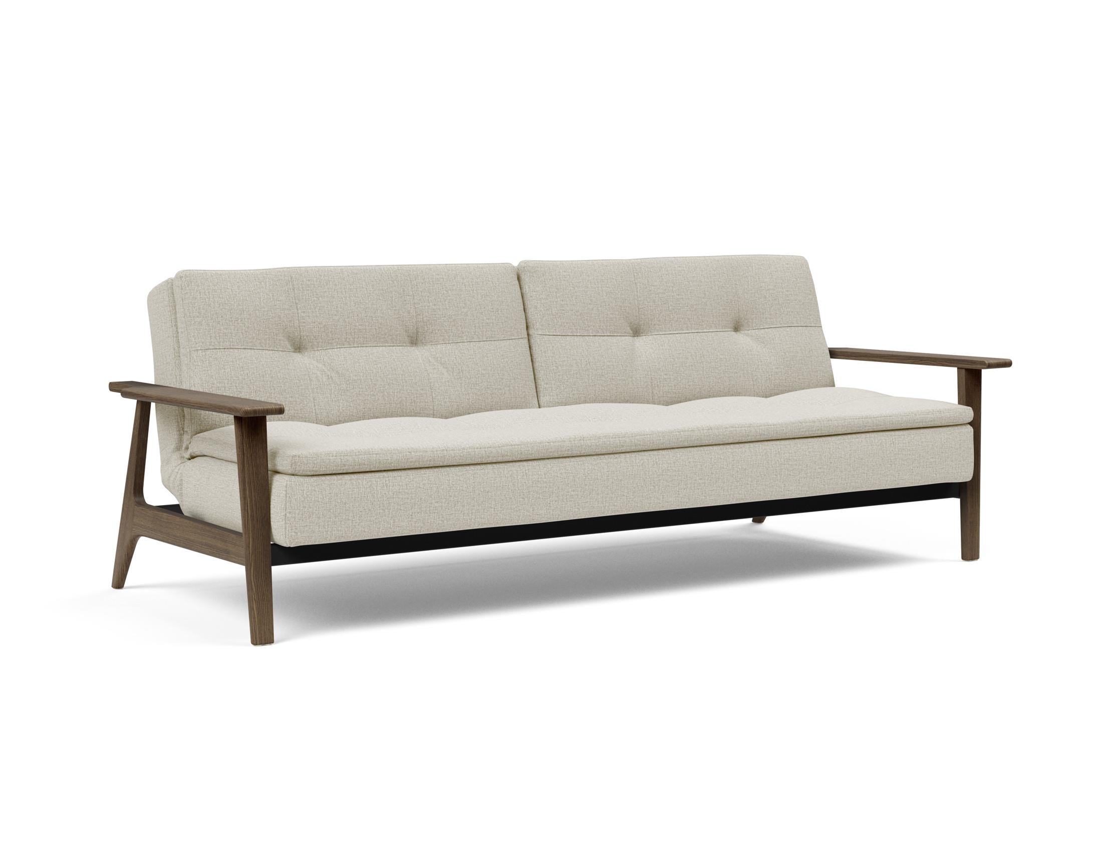 Erleben Sie das Dublexo Frej Schlafsofa 115 in edler Rauch-Eiche: modernes skandinavisches Design, ideal für Gäste und entspannte Abende.