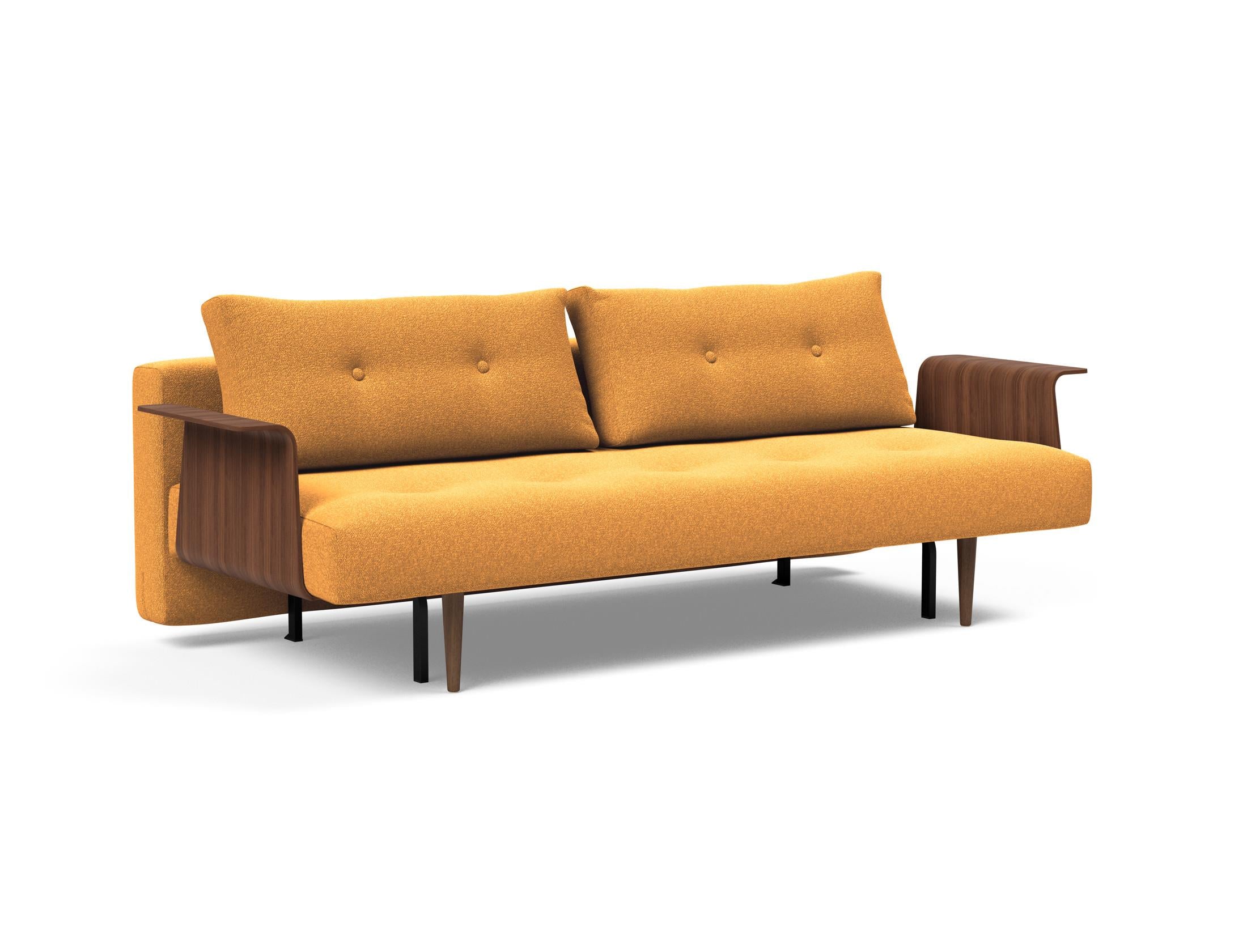 Recast Schlafsofa 140 Dunkel Styletto: Stilvolles und funktionales Sofa mit komfortablen Armlehnen, ideal für jedes moderne Zuhause.