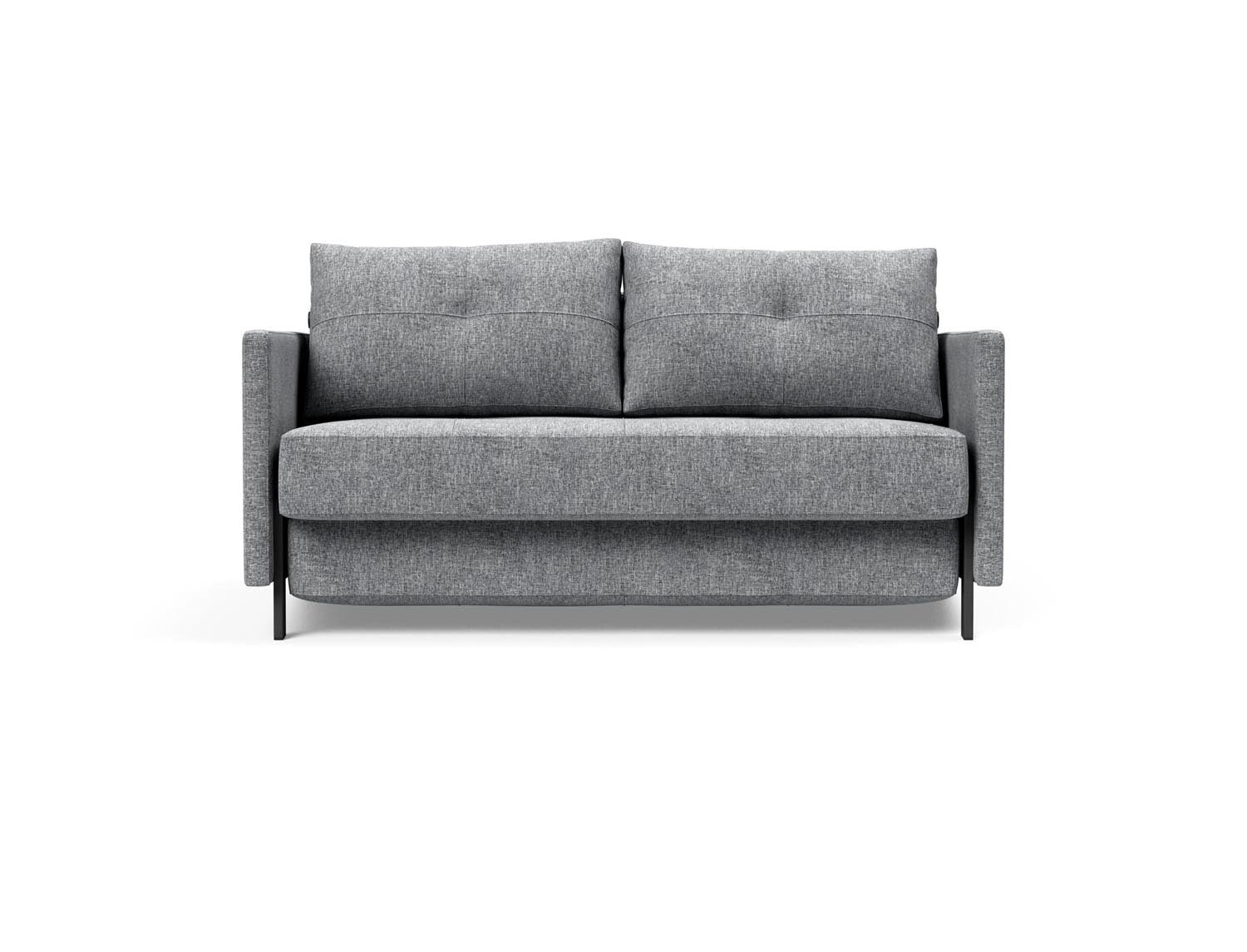 Entdecken Sie das Cubed Klappsofa 140 mit Armlehnen von Innovation Living – stilvoll, funktional und ideal für kleine Räume. Perfekt als Sofa und Bett!