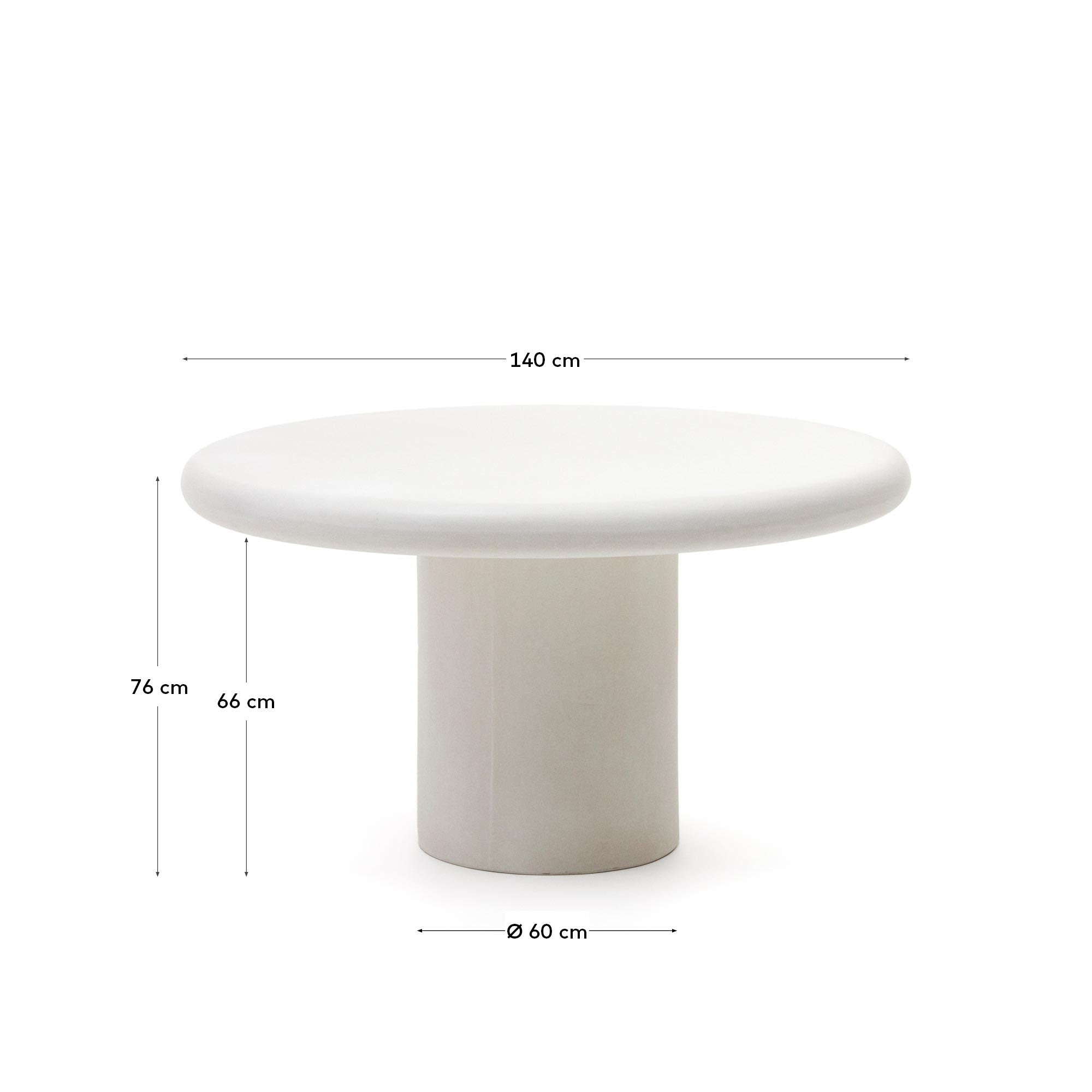 Addaia Tisch rund aus weissem Zement Ø 140 cm in Weiss präsentiert im Onlineshop von KAQTU Design AG. Gartentisch ist von Kave Home