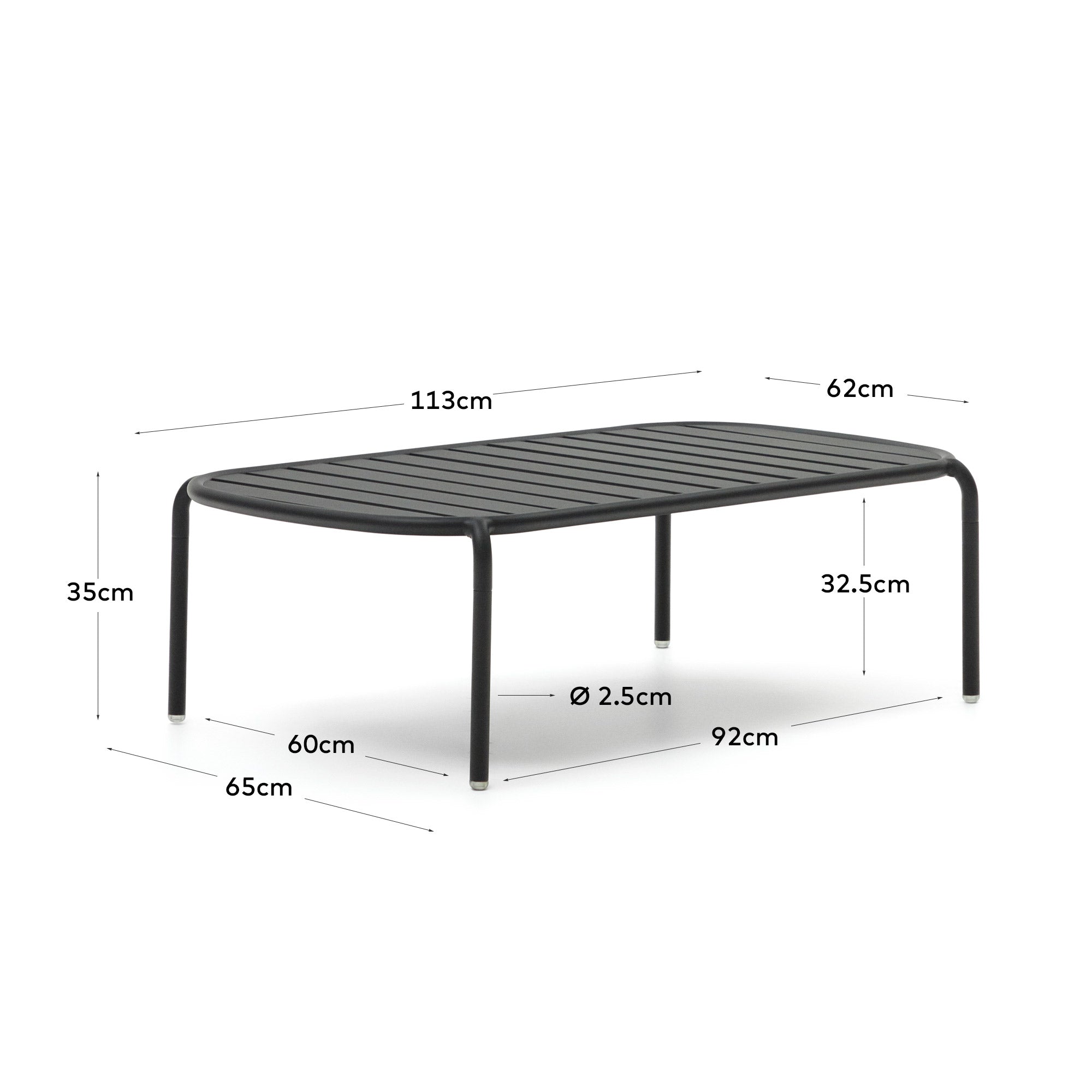 Eleganter Gartencouchtisch Joncols aus robustem Aluminium in Grau, Ø 110 x 62 cm – perfekt für stilvolle Akzente im Freien.