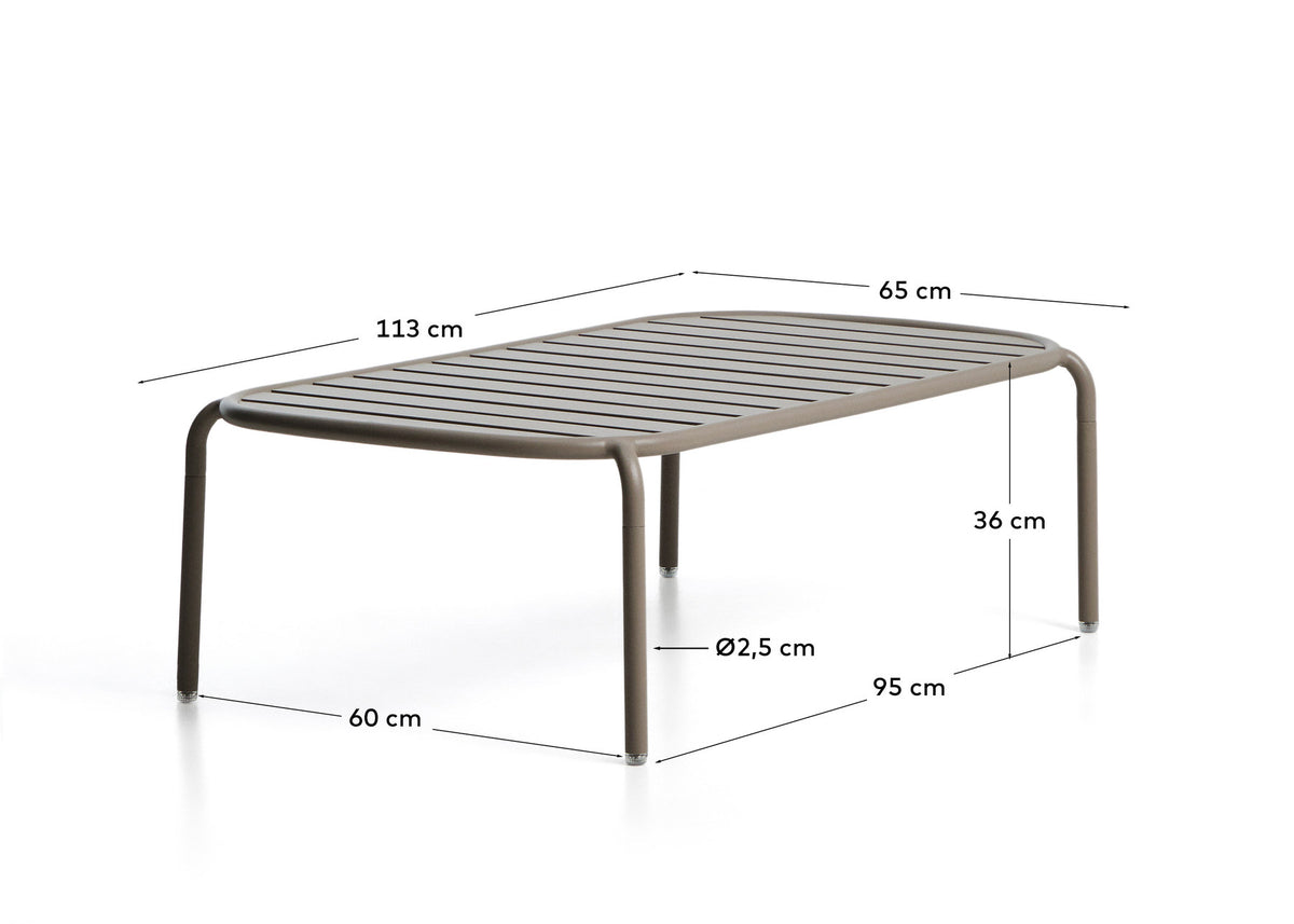 Outdoor-Couchtisch Joncols aus Aluminium mit taupefarbener Lackierung, Ø 113 x 65 cm in Taupe präsentiert im Onlineshop von KAQTU Design AG. Loungetisch ist von Kave Home