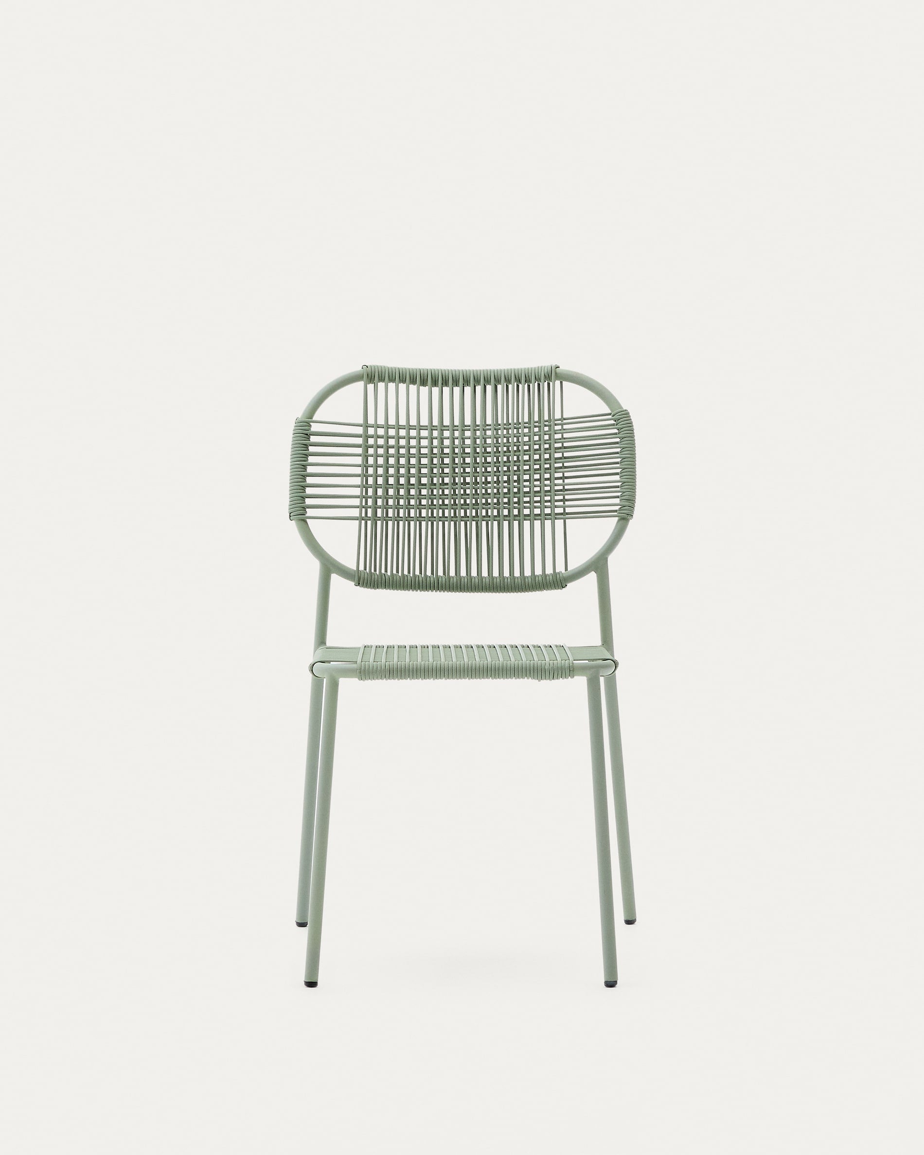 Platzsparender Talaier Outdoor-Stuhl in Türkis, aus wetterfestem Seil und robustem Stahl, ideal für stilvolle Terrassen und Balkone.