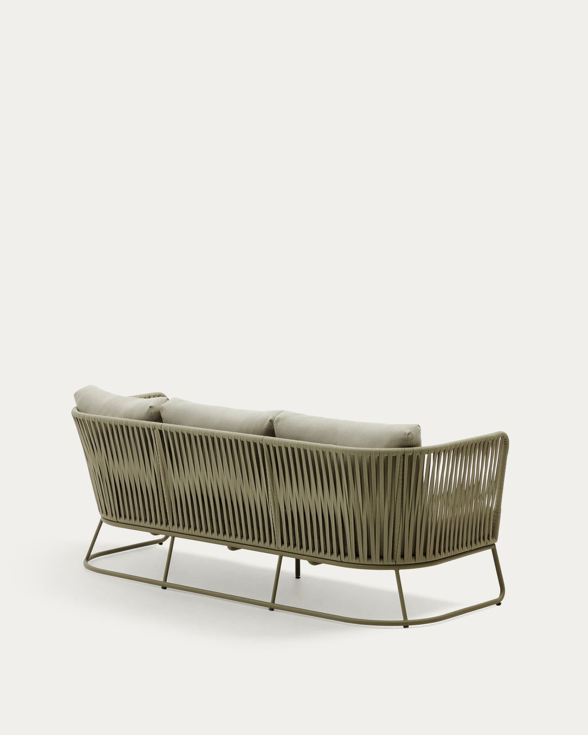 3-Sitzer-Sofa Saconca für den Aussenbereich mit Flechtwerk und verzinktem Stahl, grün, 189 cm in Beige, Grün präsentiert im Onlineshop von KAQTU Design AG. Lounge Sofa ist von Kave Home