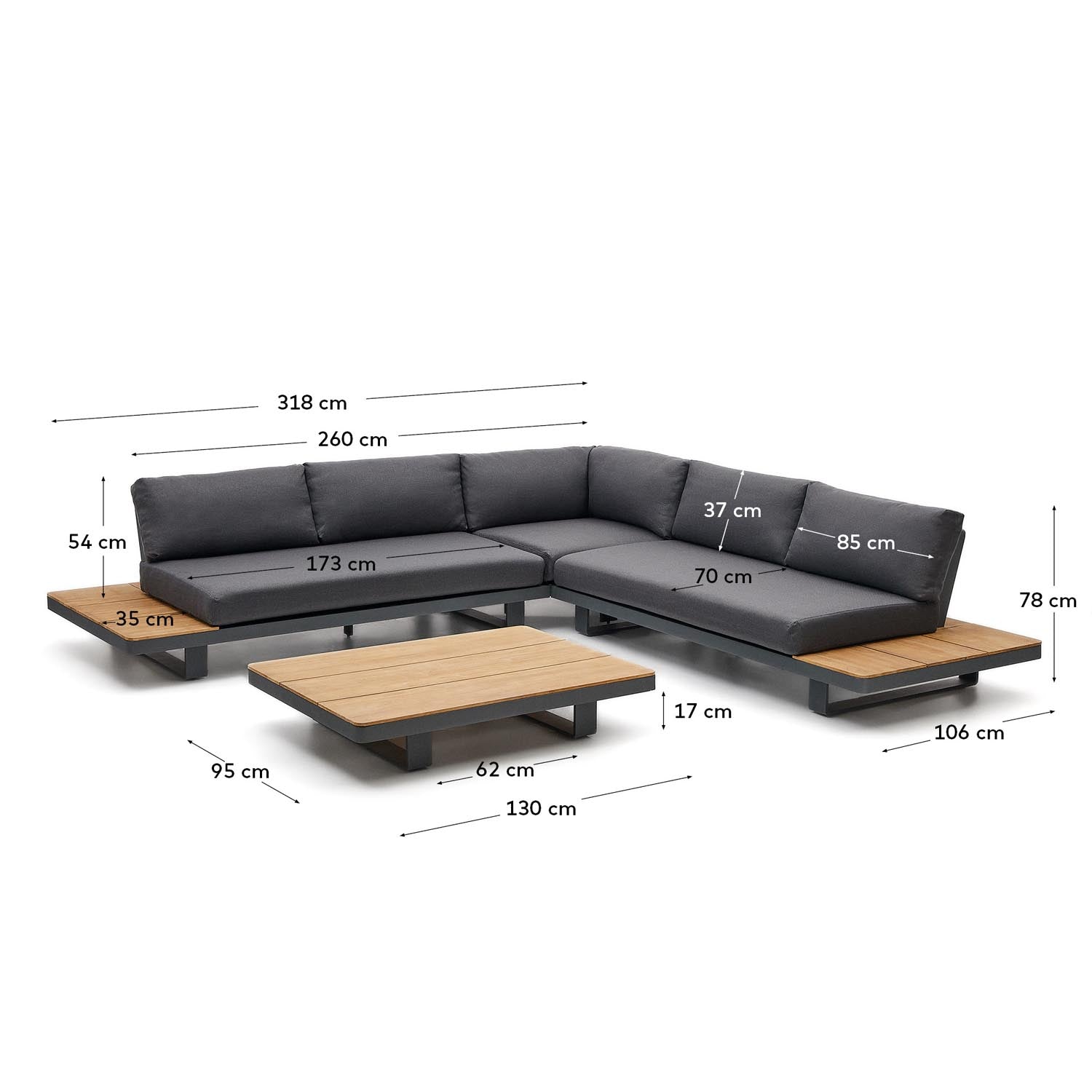 Entdecke das Tosqueta Set: 5-Sitzer-Ecksofa und Teakholztisch von Kave Home. Ideal für stilvolle Outdoor-Momente, nachhaltig und komfortabel!