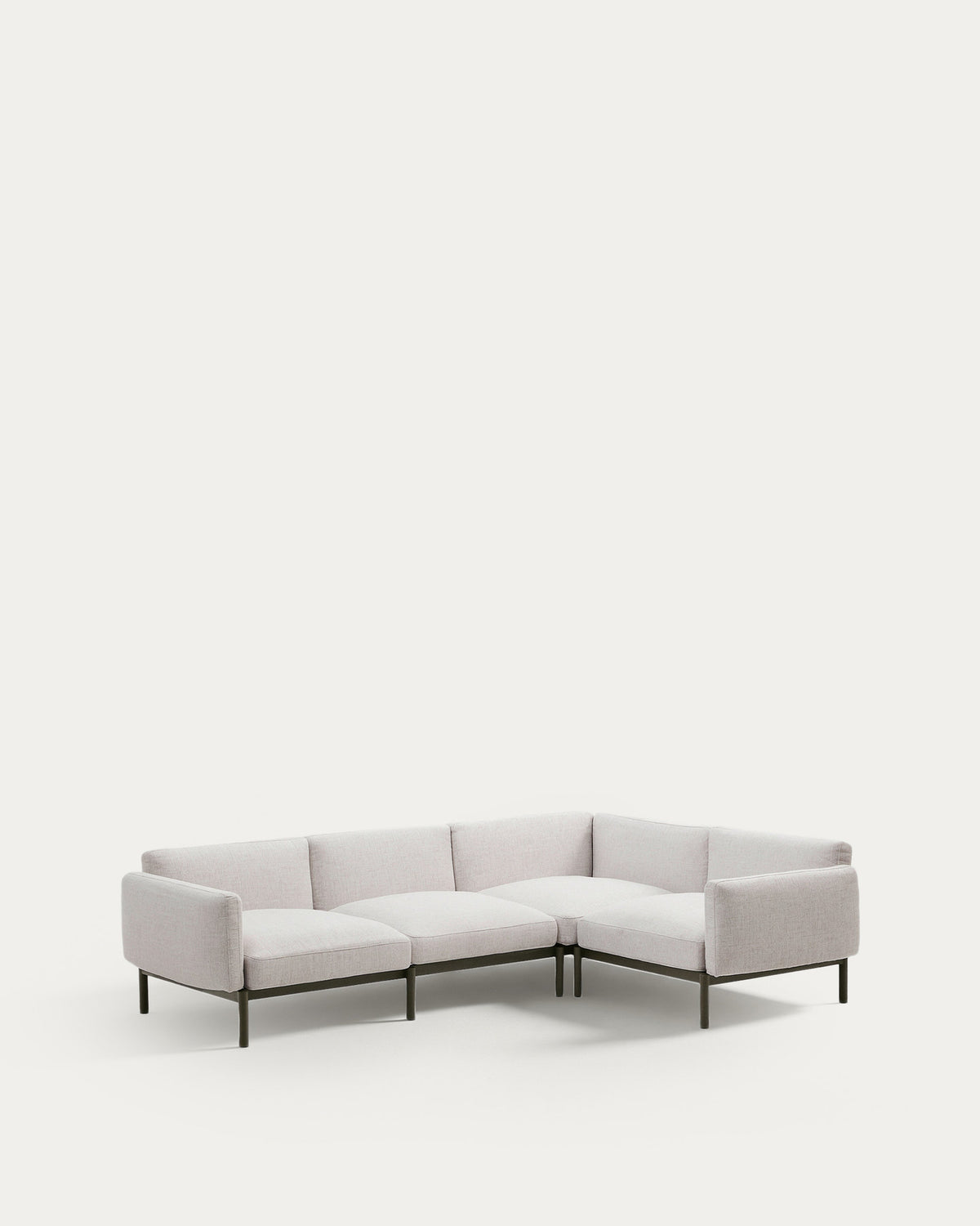Modulares 5-Sitzer-Ecksofa für Outdoor Sorells beige Polsterung und Aluminium in Grün 276x191,5cm in Beige, Ecru, Grün, Weiss präsentiert im Onlineshop von KAQTU Design AG. Lounge Sofa ist von Kave Home