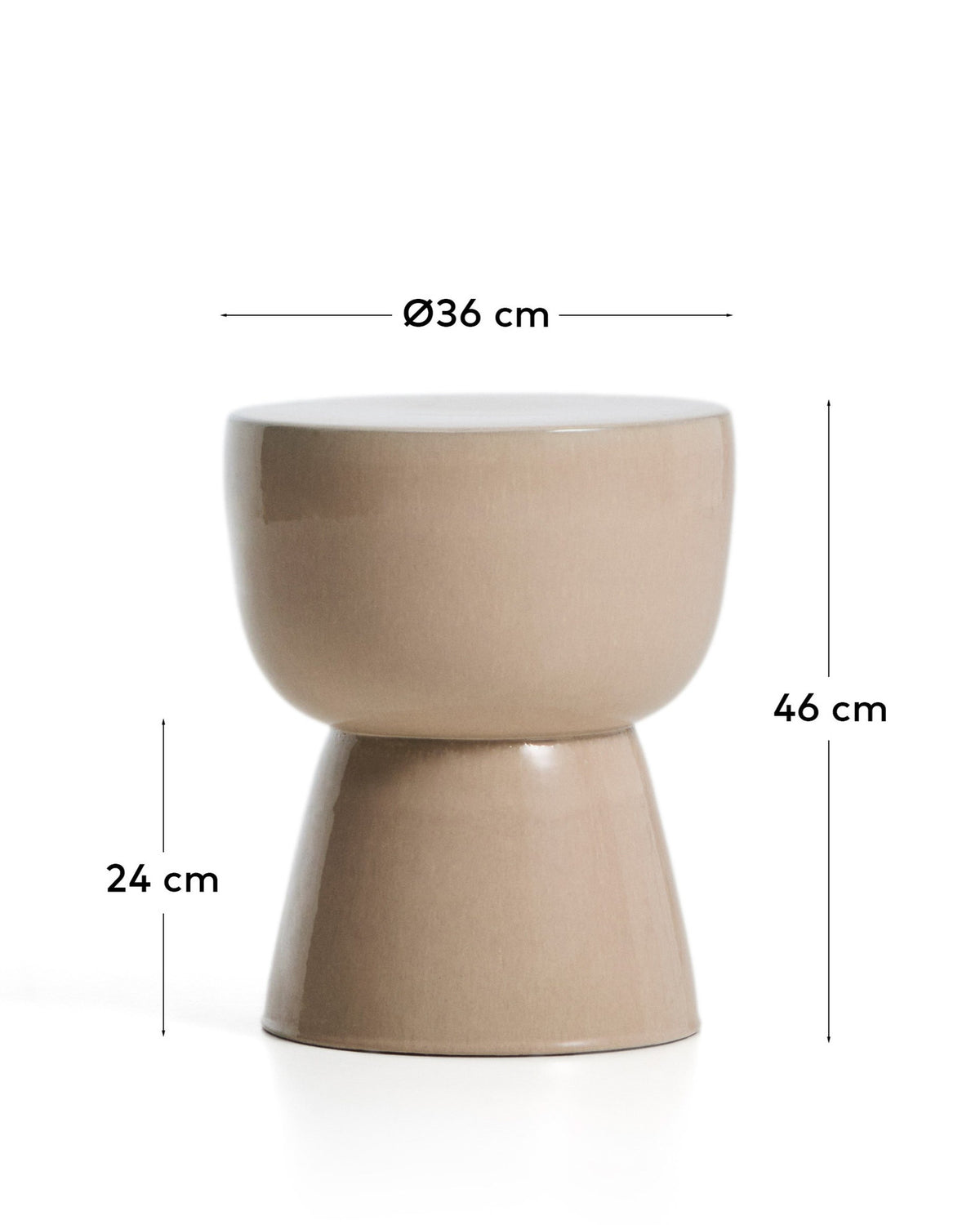 Outdoor-Beistelltisch Mesquida aus Keramik mit ecrufarbener Glasur, Ø 36 cm in Beige, Ecru, Hellgrau präsentiert im Onlineshop von KAQTU Design AG. Beistelltisch Outdoor ist von Kave Home