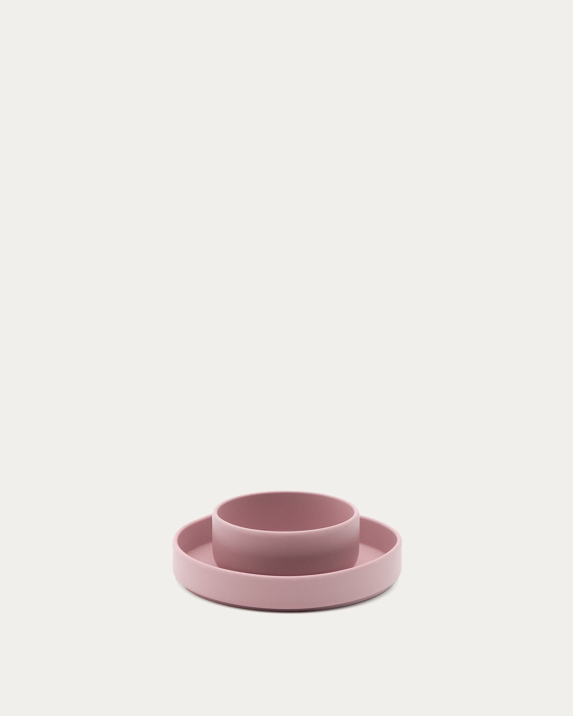 Set Lili aus Teller und Schüssel aus Silikon rosa in Rosa präsentiert im Onlineshop von KAQTU Design AG. Geschirr Kids ist von Kave Home