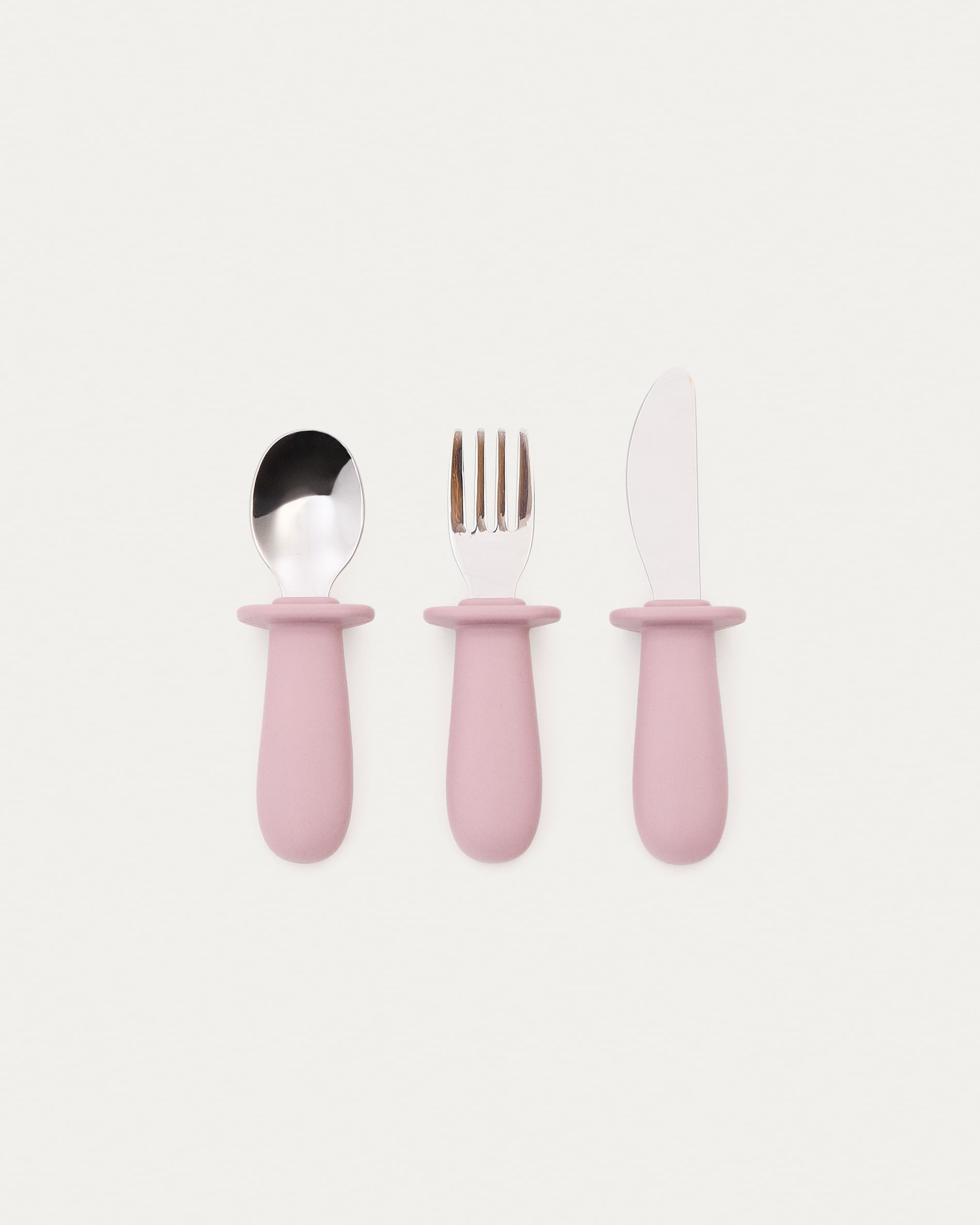 Set Lili aus Löffel, Gabel und Messer aus Silikon blau in Blau präsentiert im Onlineshop von KAQTU Design AG. Geschirr Kids ist von Kave Home