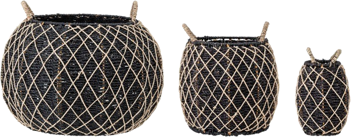 Karia Basket, Black, Seagrass - KAQTU Design