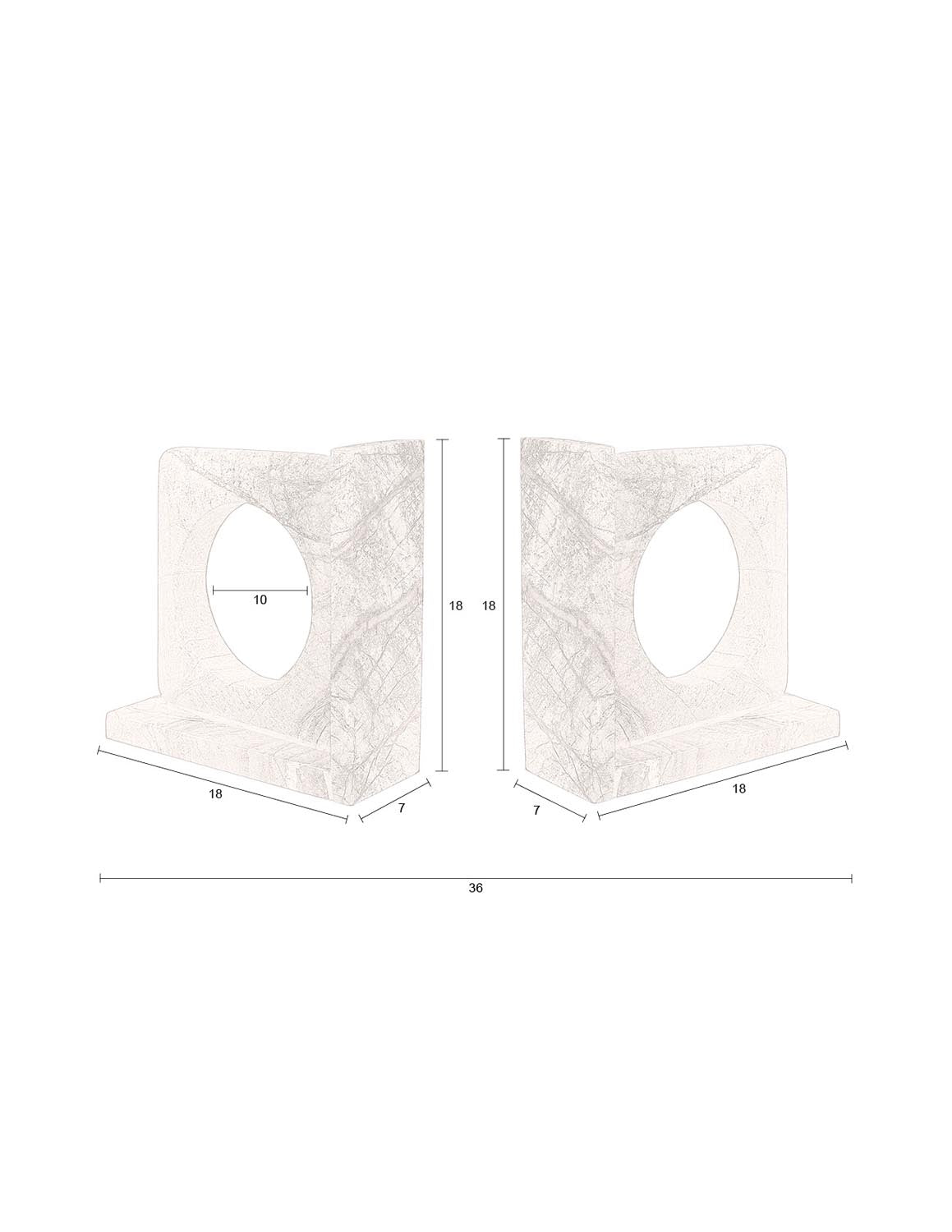 Stilvolle Satpura Buchstützen aus braunem Marmor von Dutchbone.