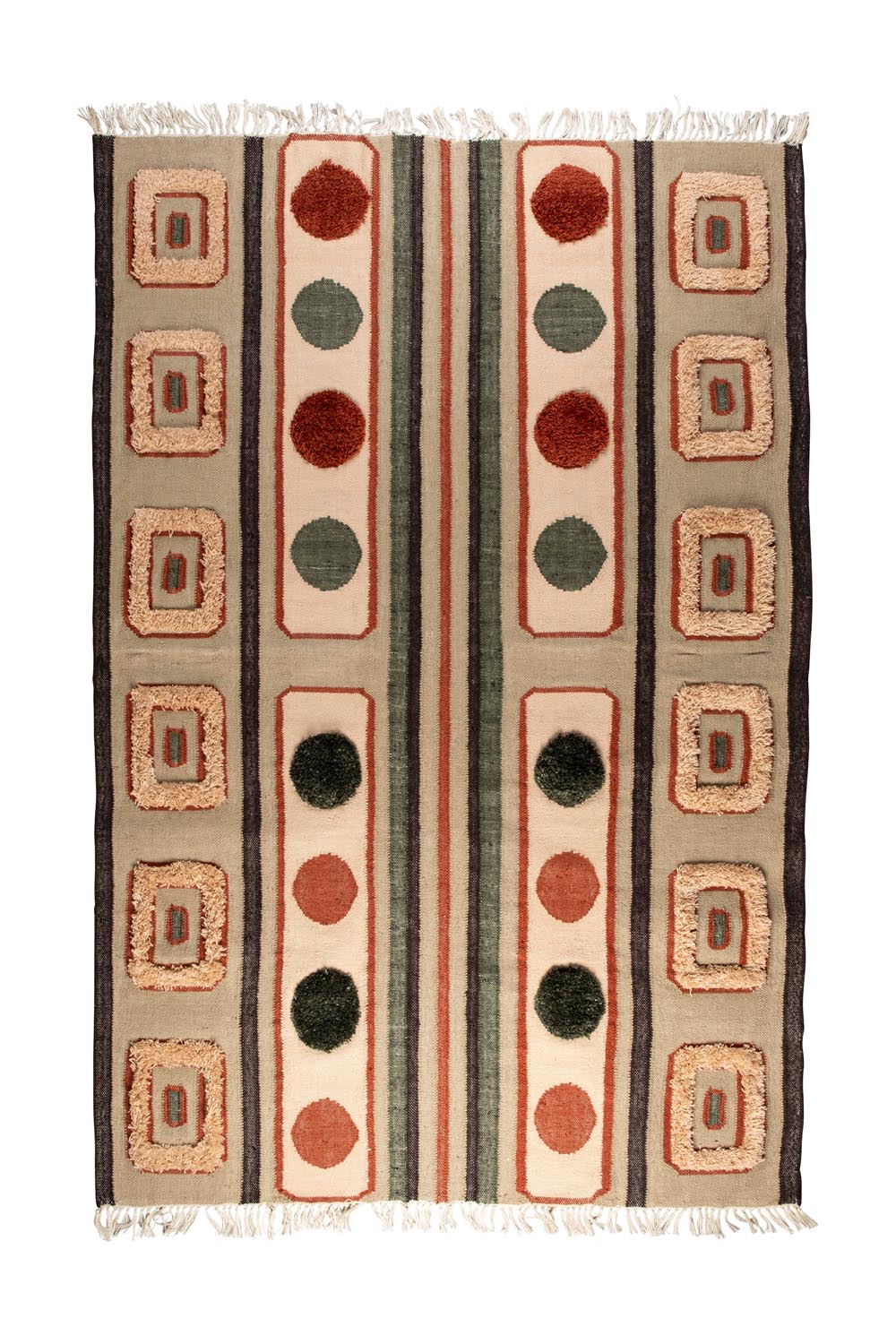 Der Dutchbone Haydon Teppich 160x230: Retro-Charme, lebendige Farben, nachhaltiges Polyester, ideal für Wohnzimmer & Flur.