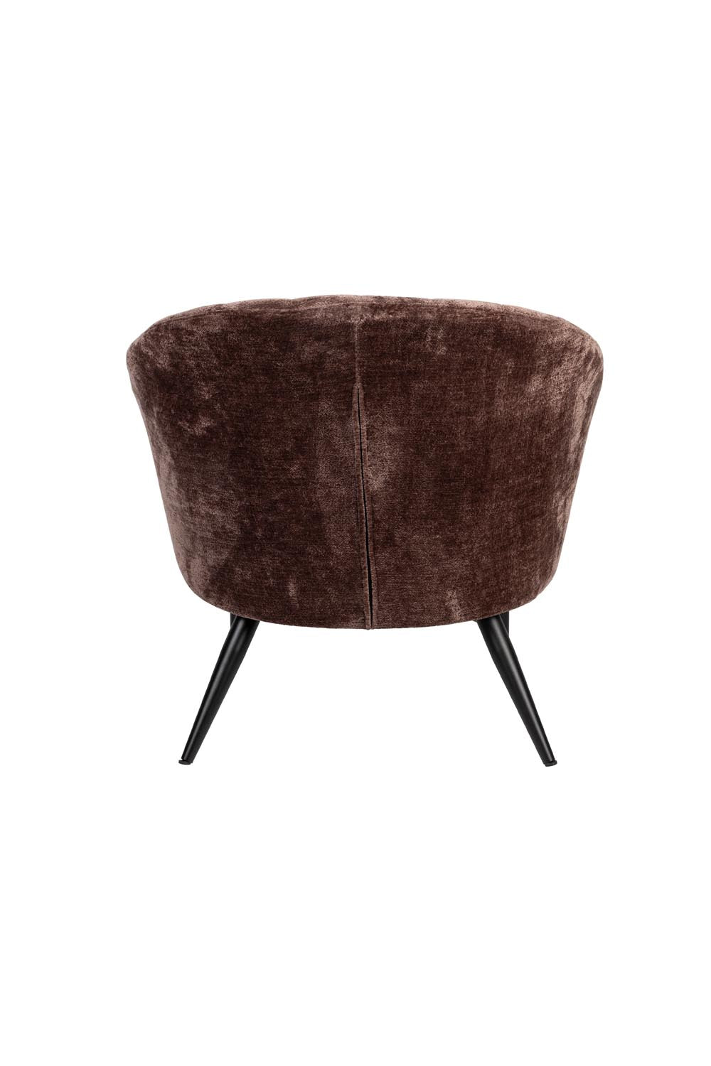 Loungesessel Georgia in Lila: Ein eleganter Rückzugsort mit luxuriöser Samtpolsterung und schlanken Metallbeinen für ein stilvolles Ambiente.
